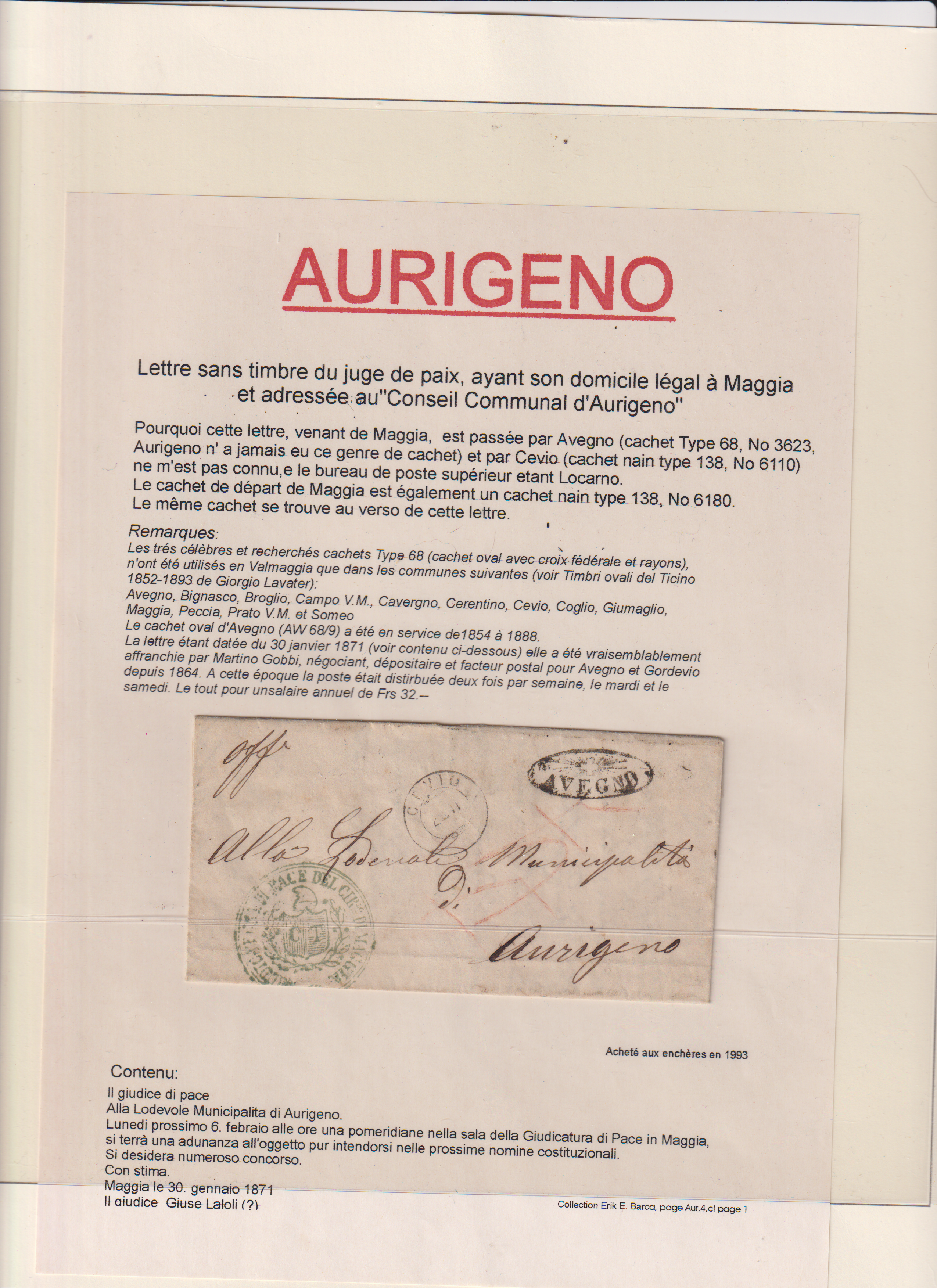 AURIGENO Sammlung bestehend aus Strahlenstempel und Sitzenden und Zifferbriefen