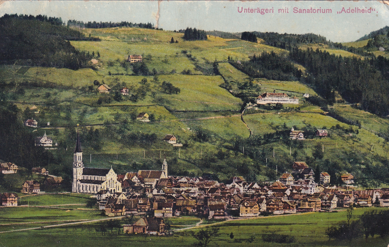 Ansichtskarte: 19.09.1919 Unterägeri Dorfansicht