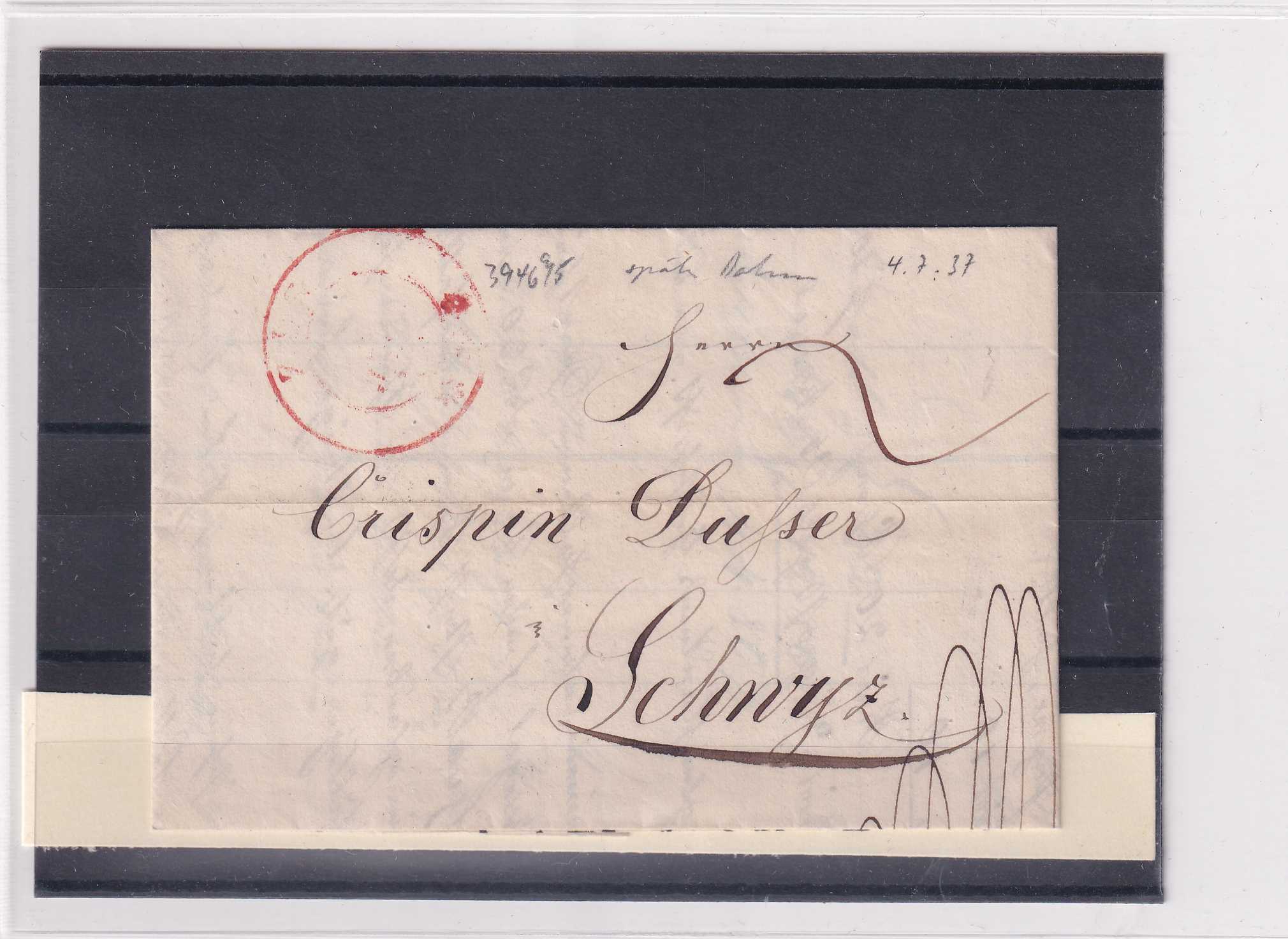 04.07.1837  Zug - Schwyz WI 3946 / 3