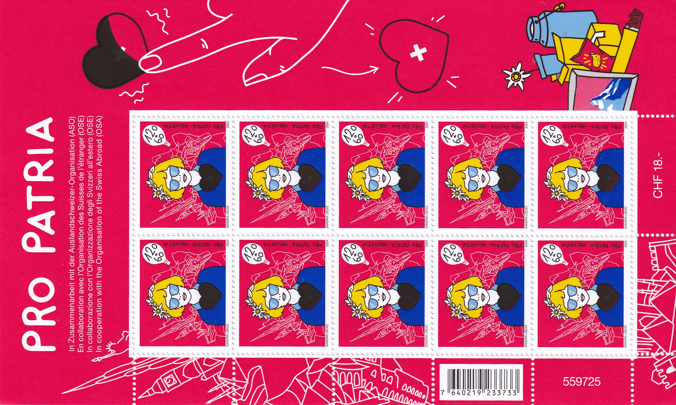 2024 B350 Zierbogen Erstagstempel + Postfrisch