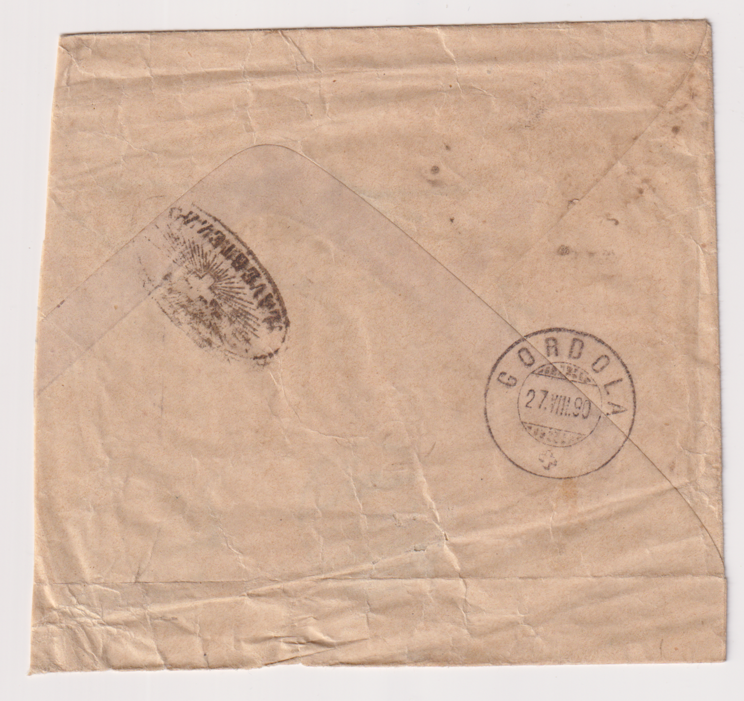 Strahlenstempel Lavertezzo  Brief von Locarno am 26.08.1890