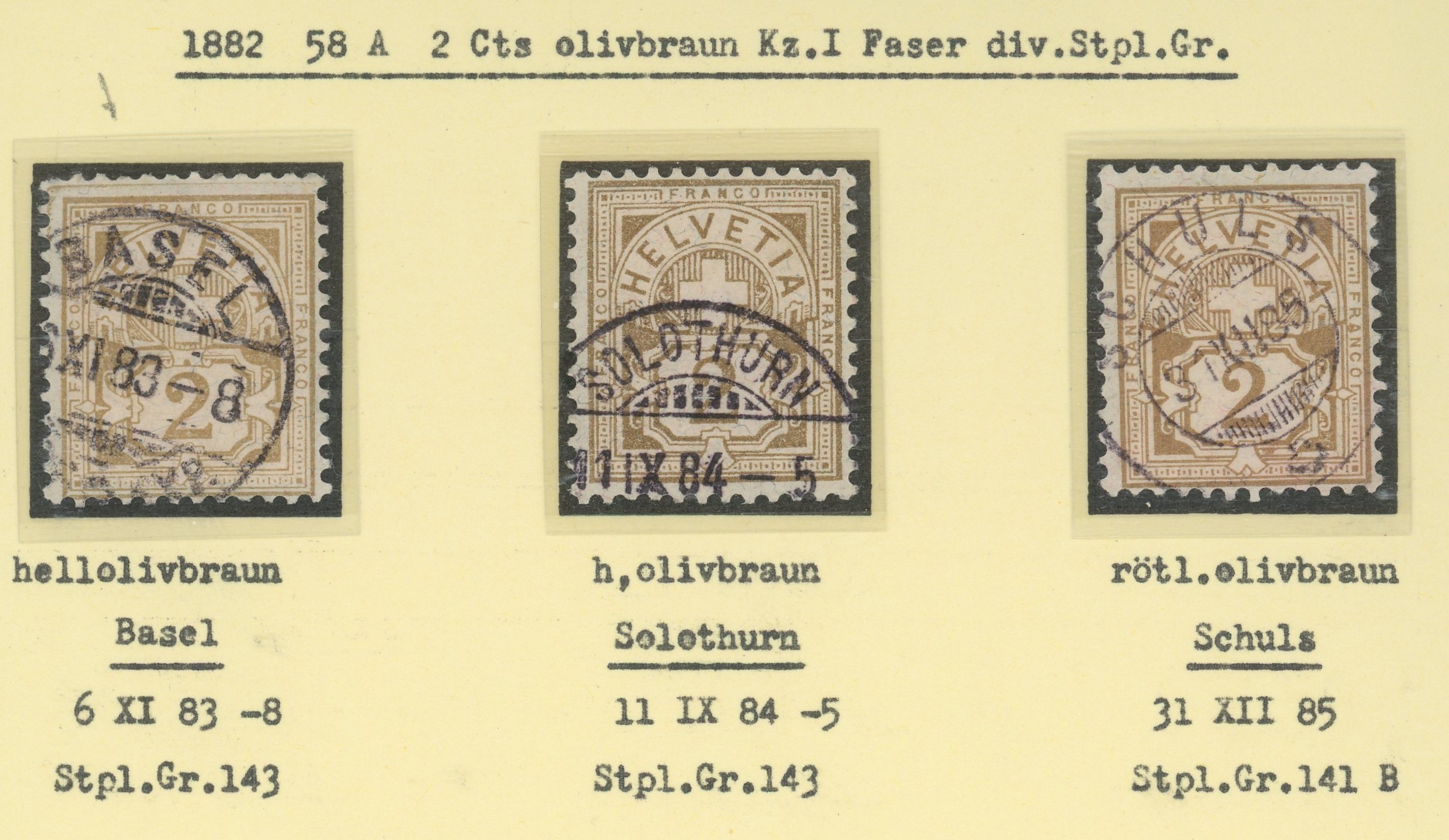 Zifferbriefmarken  SBK   58A  Gestempelt Farbtöne