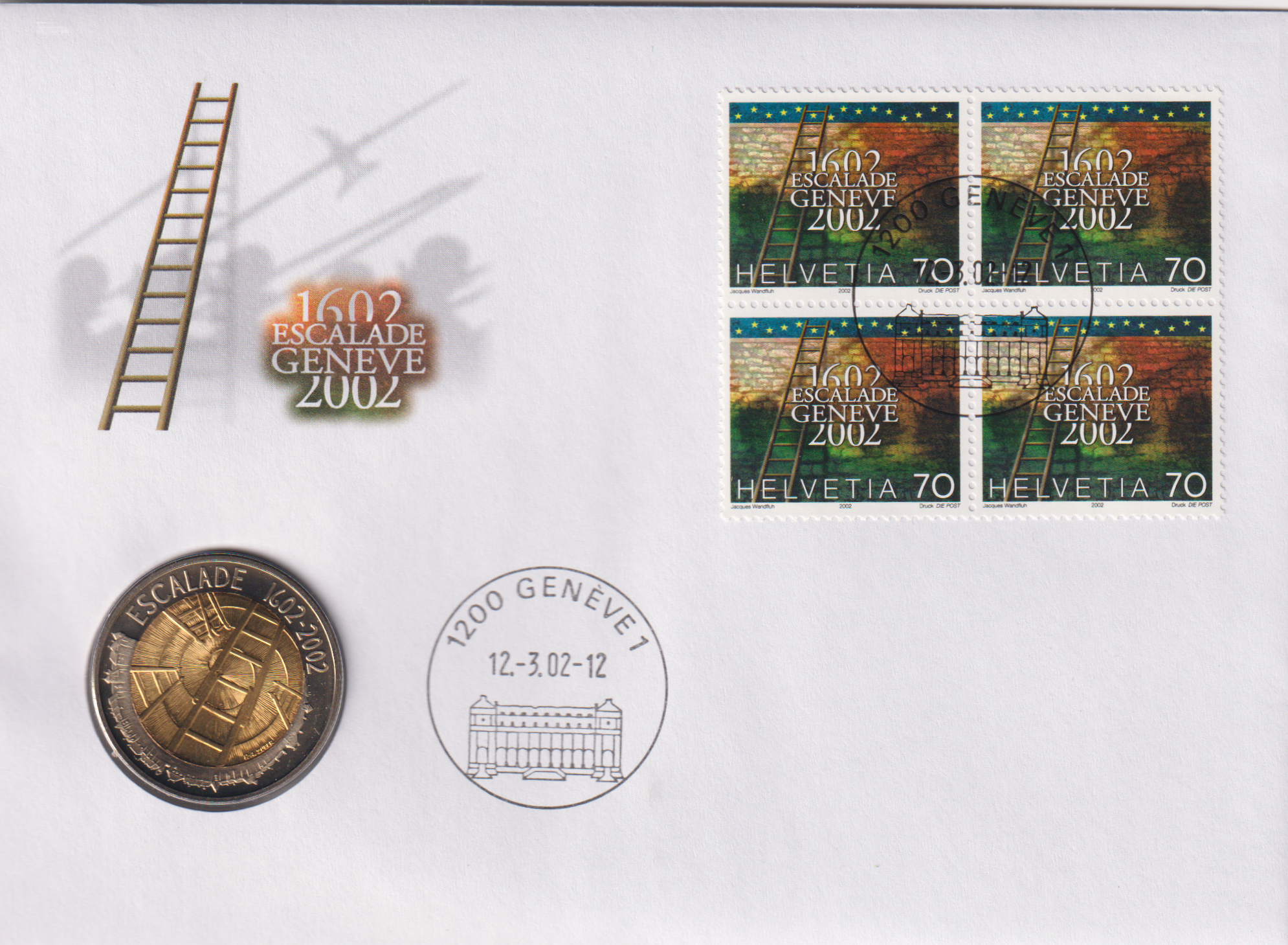 Numisbrief mit 5 Franken Münze von Genf