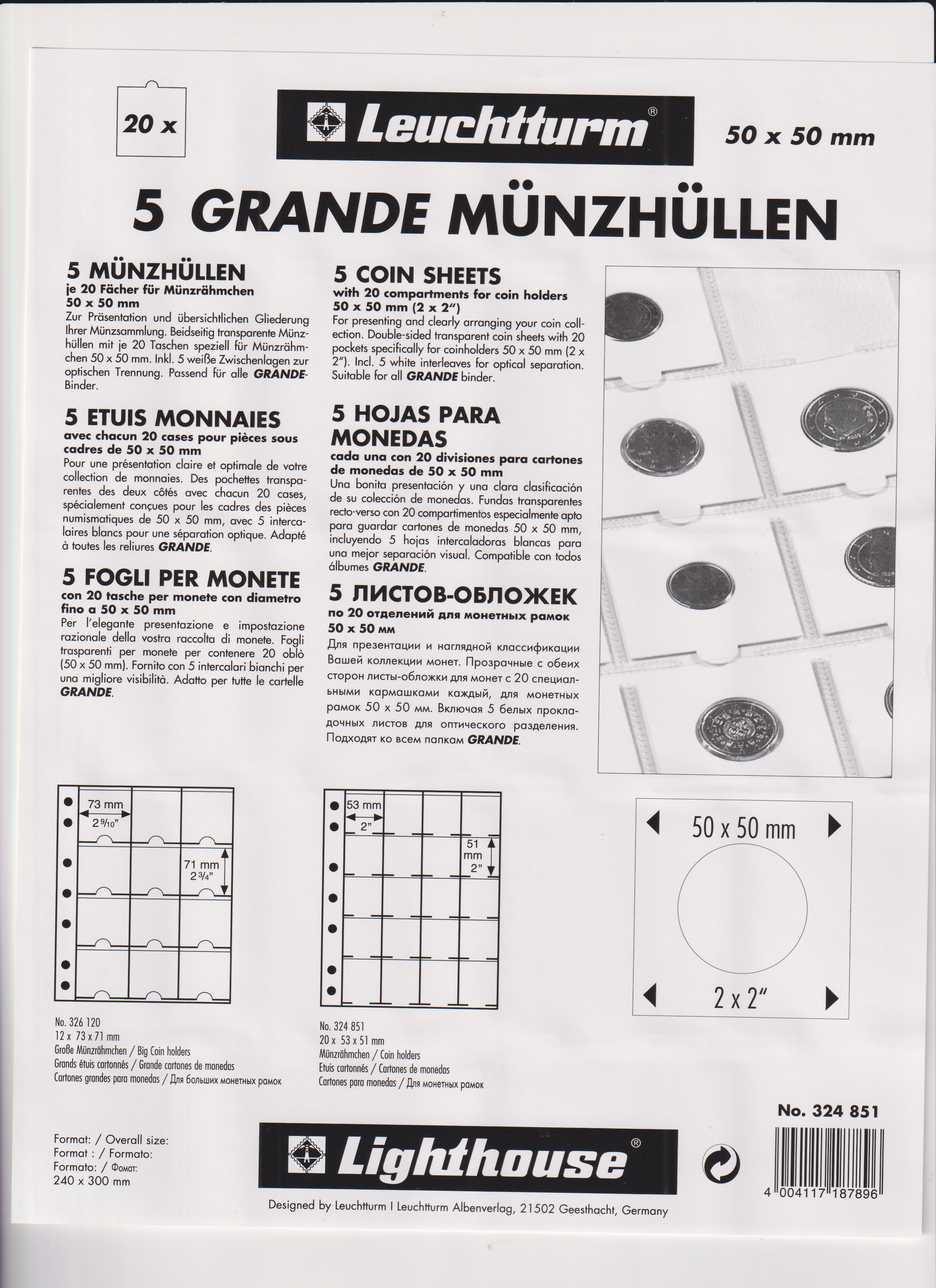 Grande Münzhüllen 5 Stück von Leuchtturm