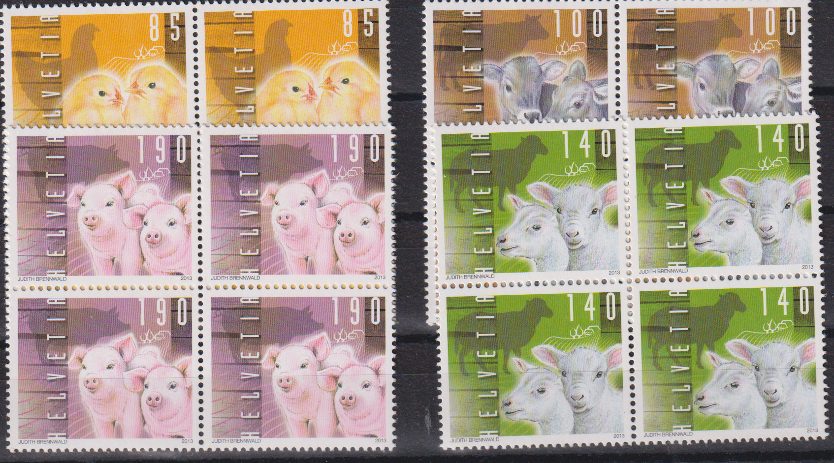2013 Sondermarken Tiere auf dem Bauernhof 4er Block Postfrisch