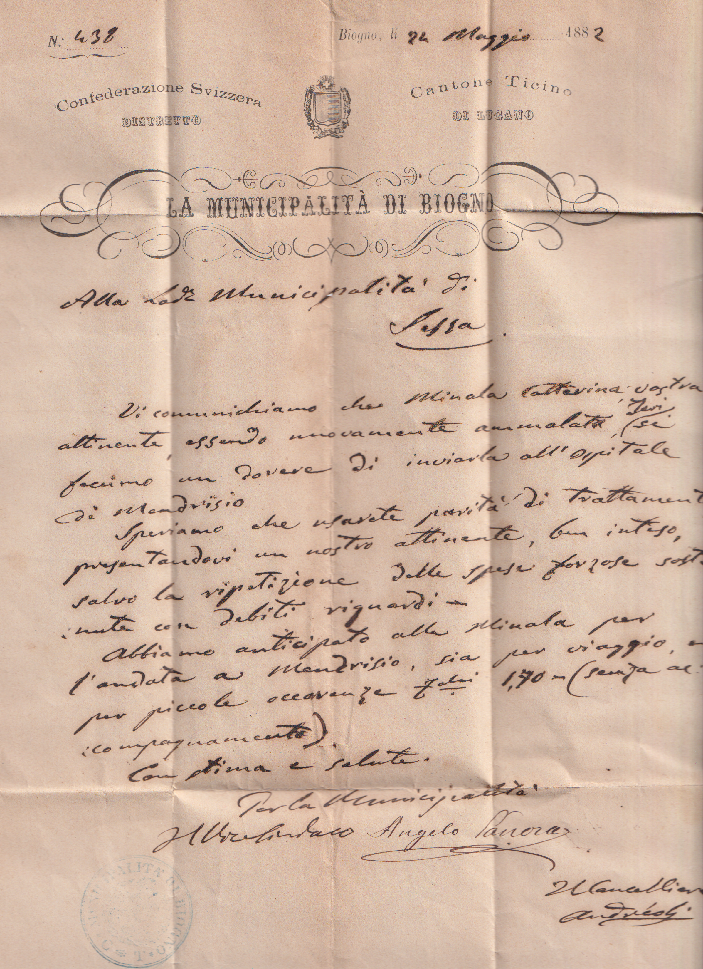 27.05.1882 Agno Strahlenstempel Brief