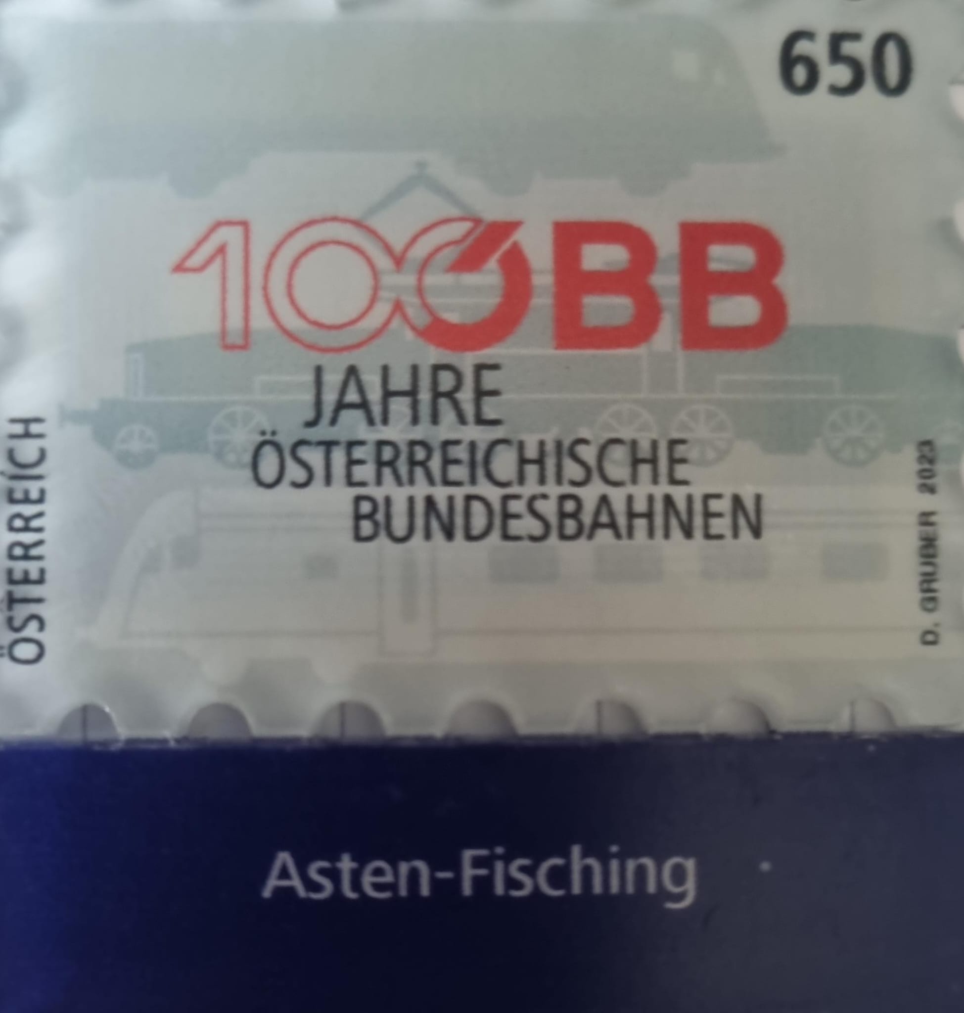 Asten - Fisching 100 Jahre Oestereich Bundesbahnen Wert zu 6.50 Euro