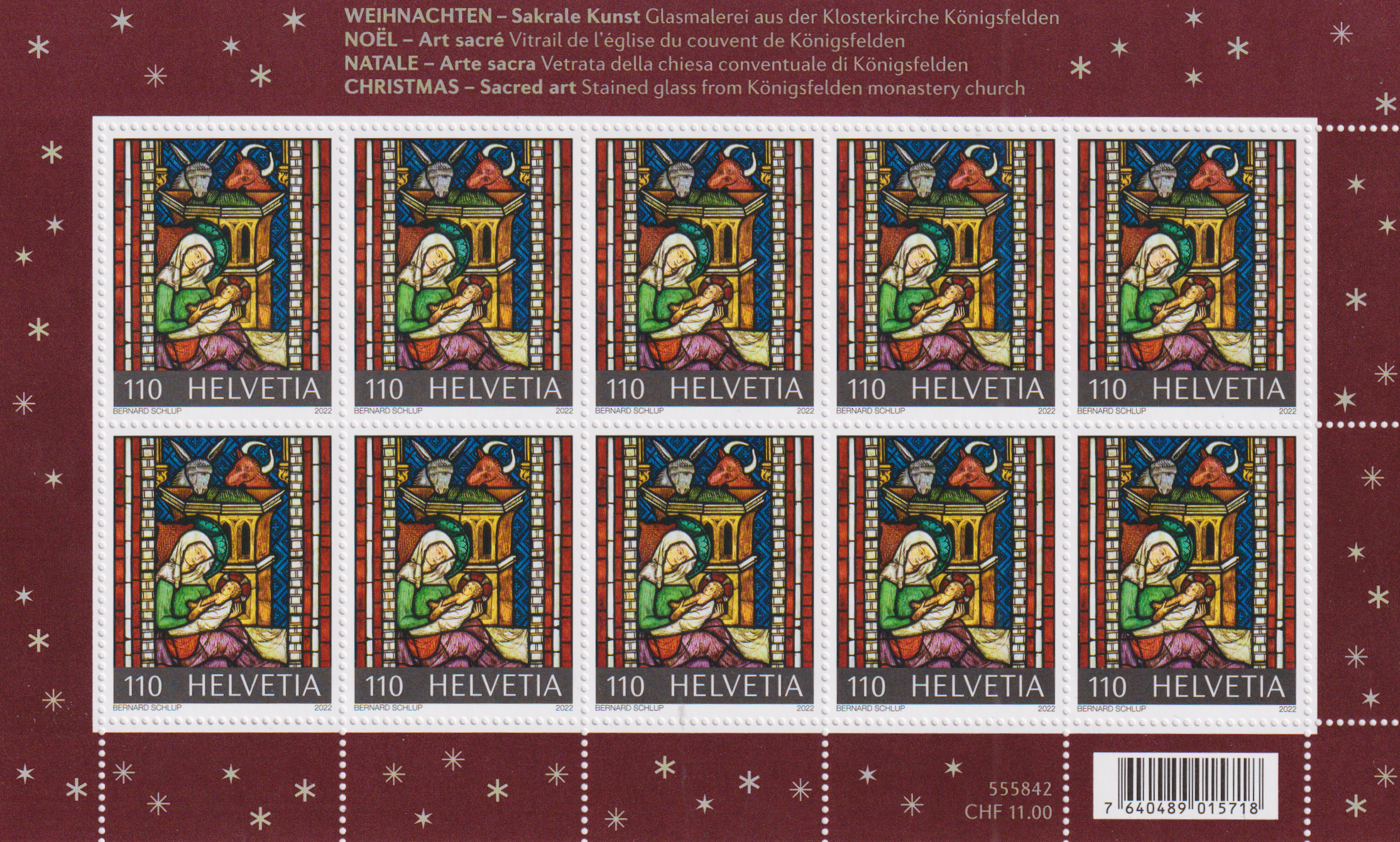 2022 Weihnachten 10 Briefmarken Postfrisch