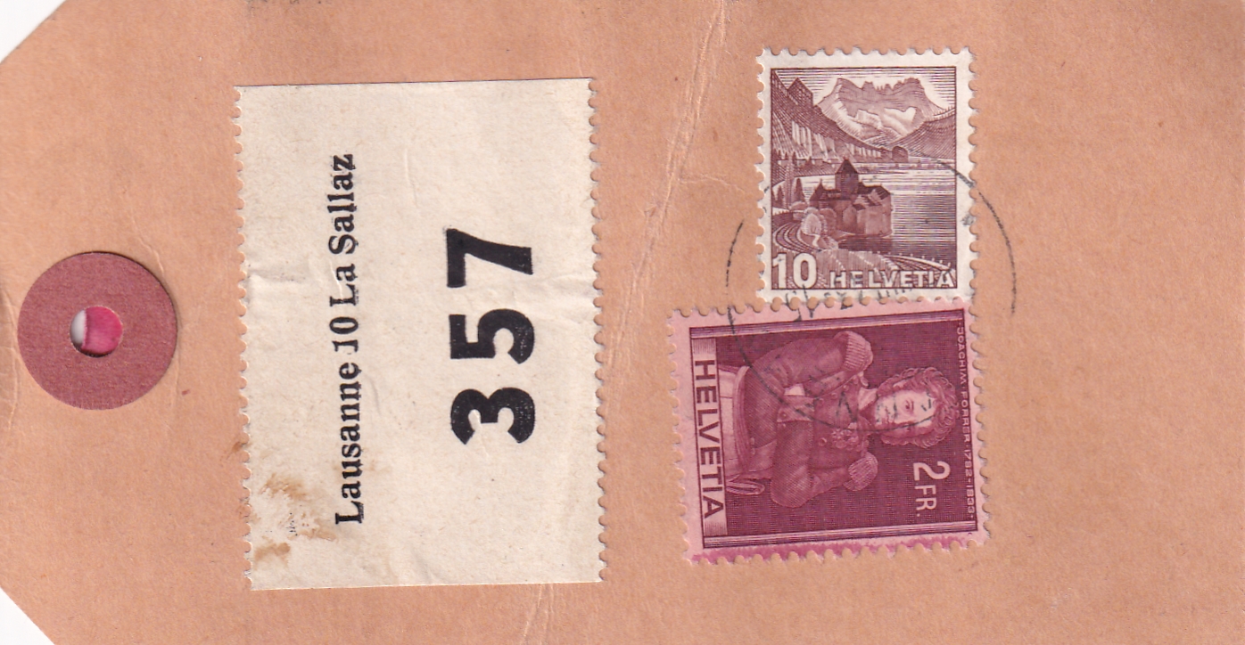 1943 Lausanne Nr. 357 - Zürich Packetanhänger