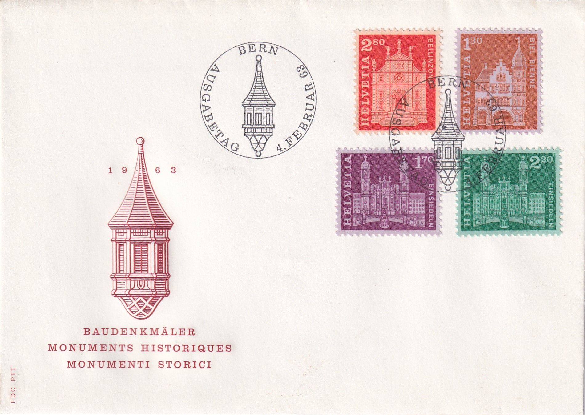 FDC 391 - 394 Ergänzungswerte zur Baudenkmälerausgabe