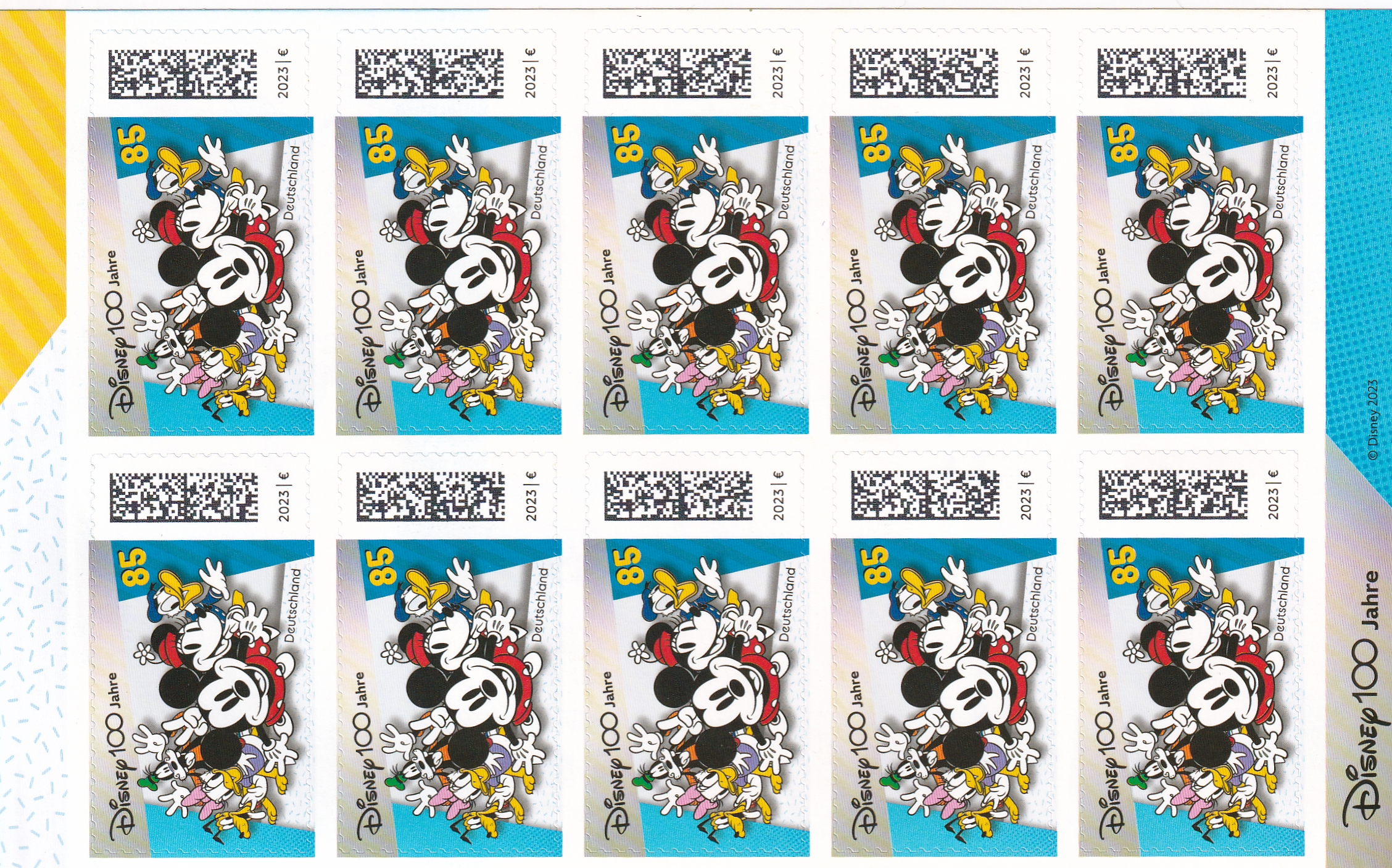 Bundesrepublick Deutschland: 2023 Frankaturware DE 85er Wert Micky Mouse 10 Stk.