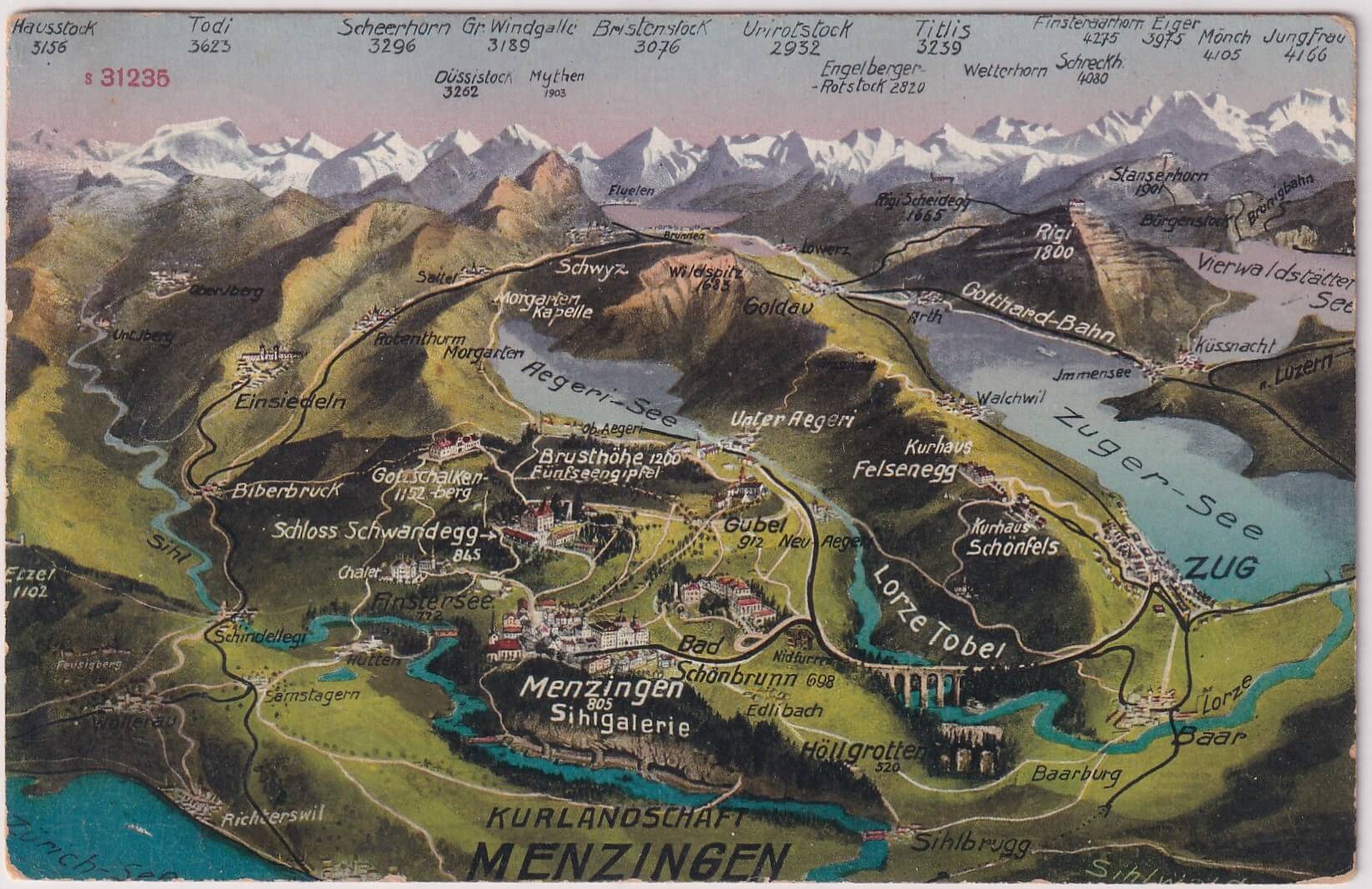 23.5.1922 Gisikon - Thun Ansicht vom Zugersee