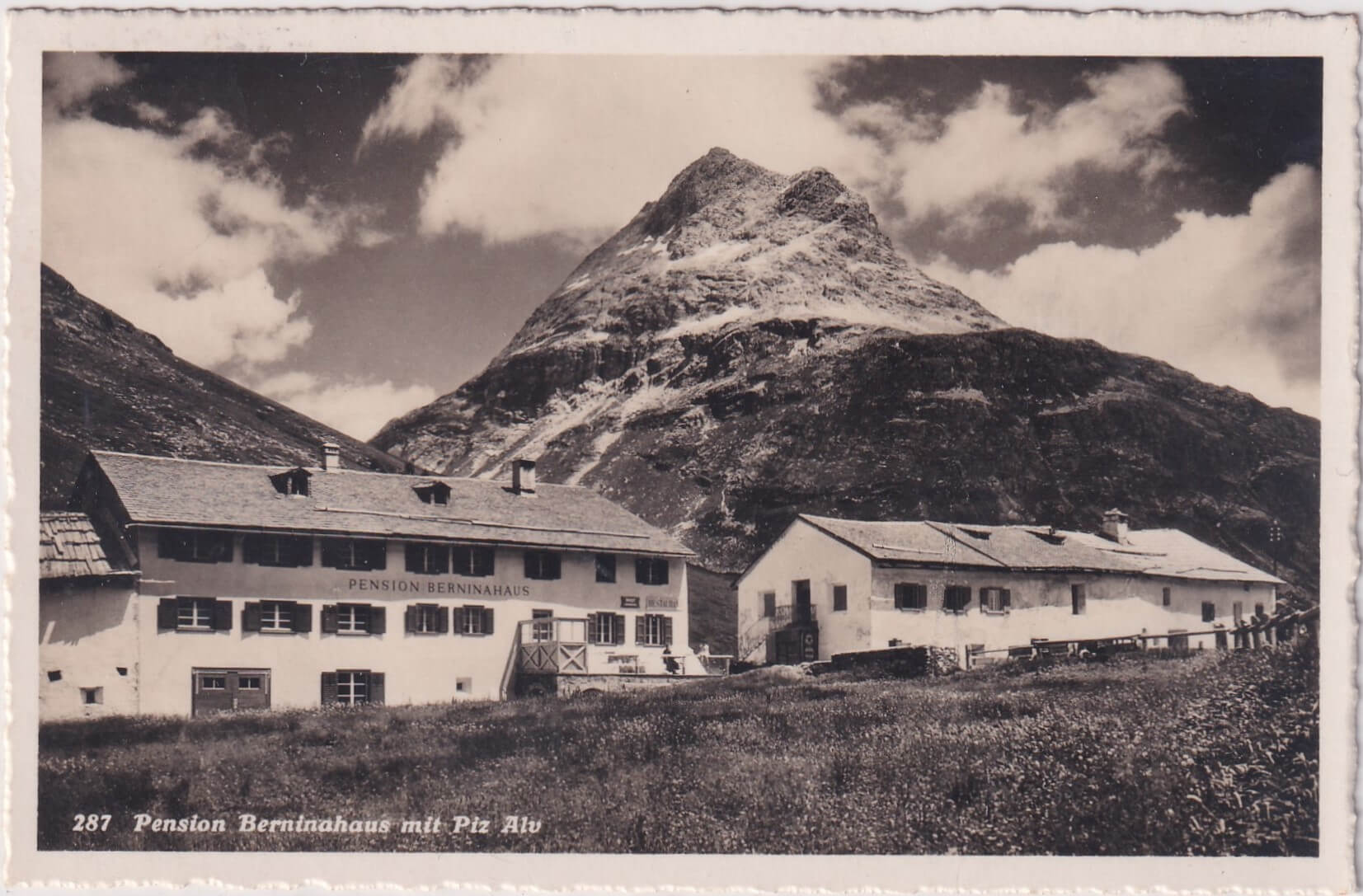 1939 Pension Berninahaus mit Piz Alu