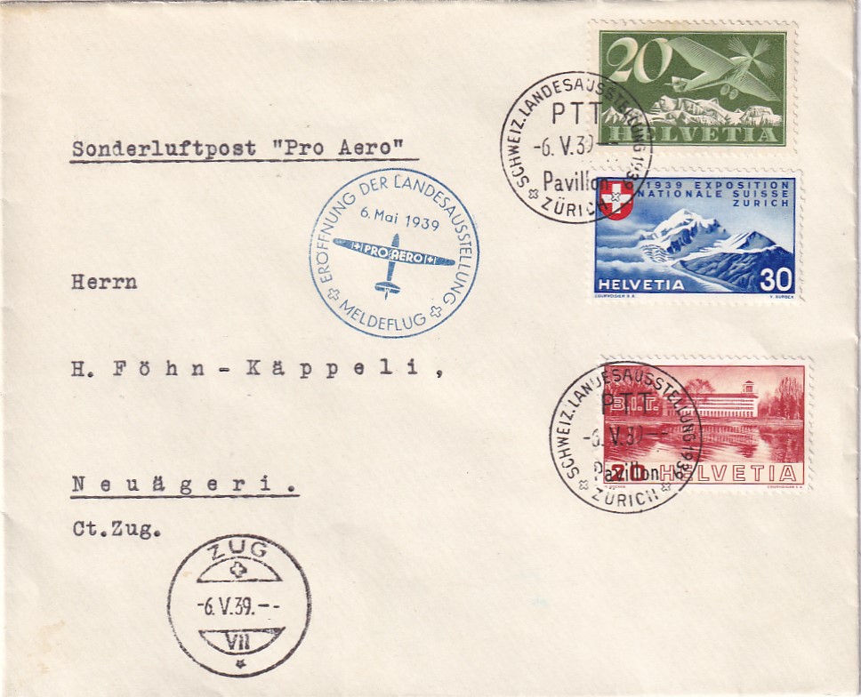 Pro-Aero-Meldeflug Zürich - Zug 1939
