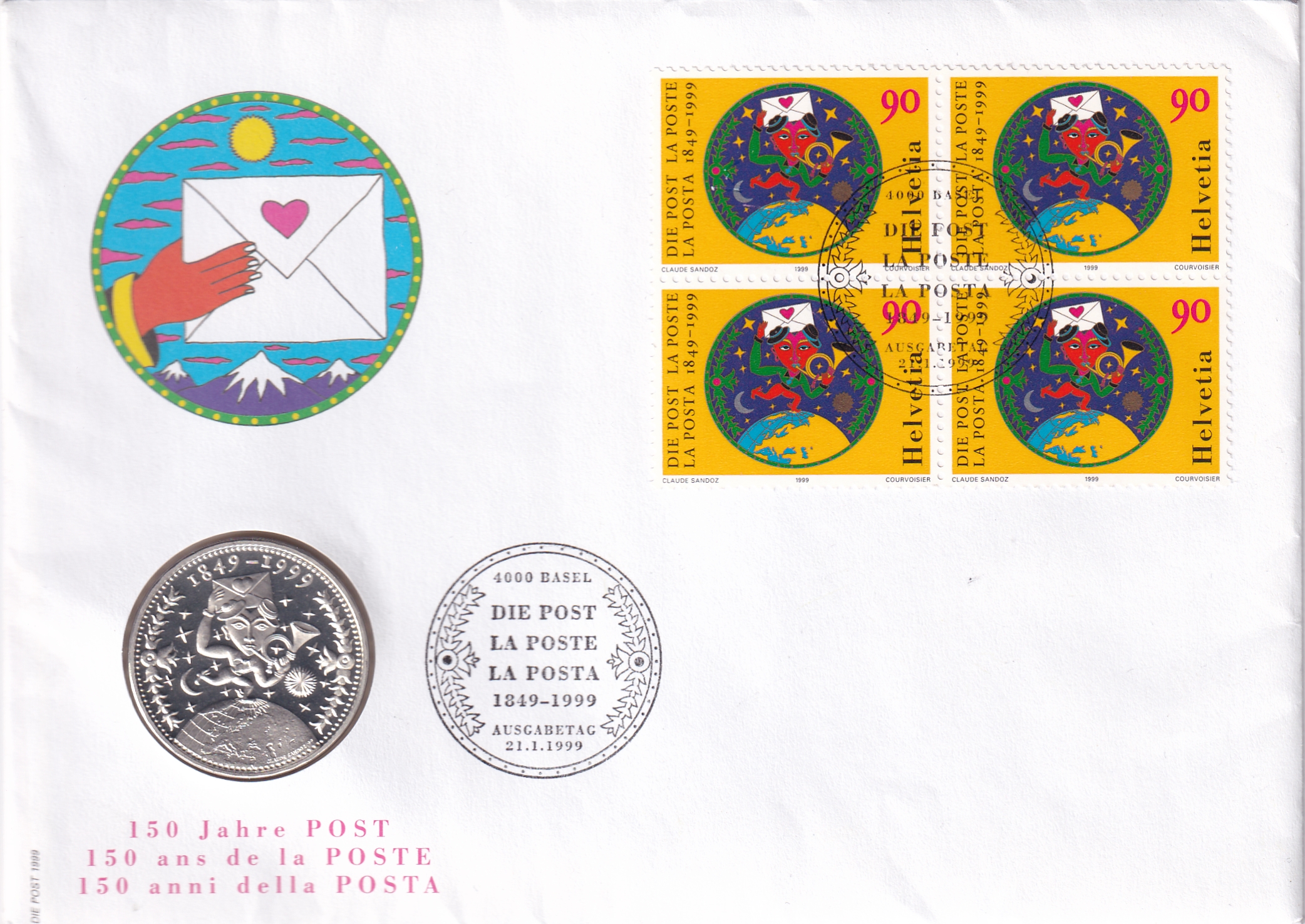 1999  20 Fr. Münzbrief mit dem FDC