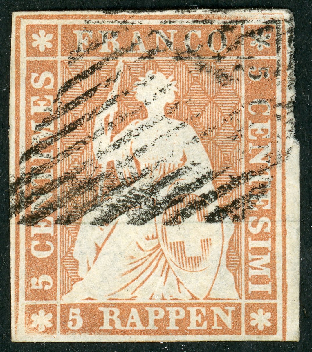 Strubel 23A (SH 23A3.c), gestempelt, mit Befund