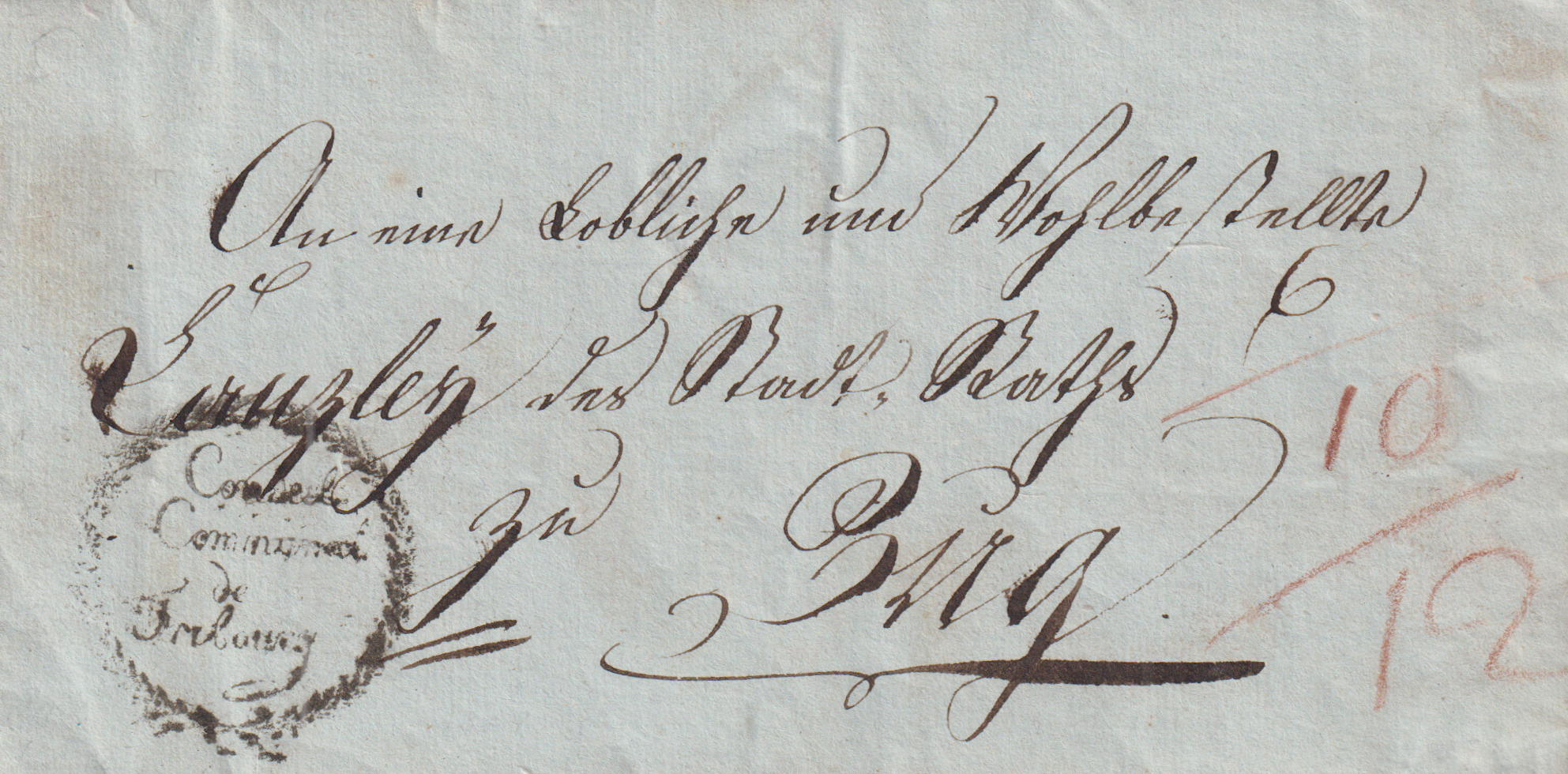 Vorphilatelie Beleg Fribourg - Zug vom 29.10.1804