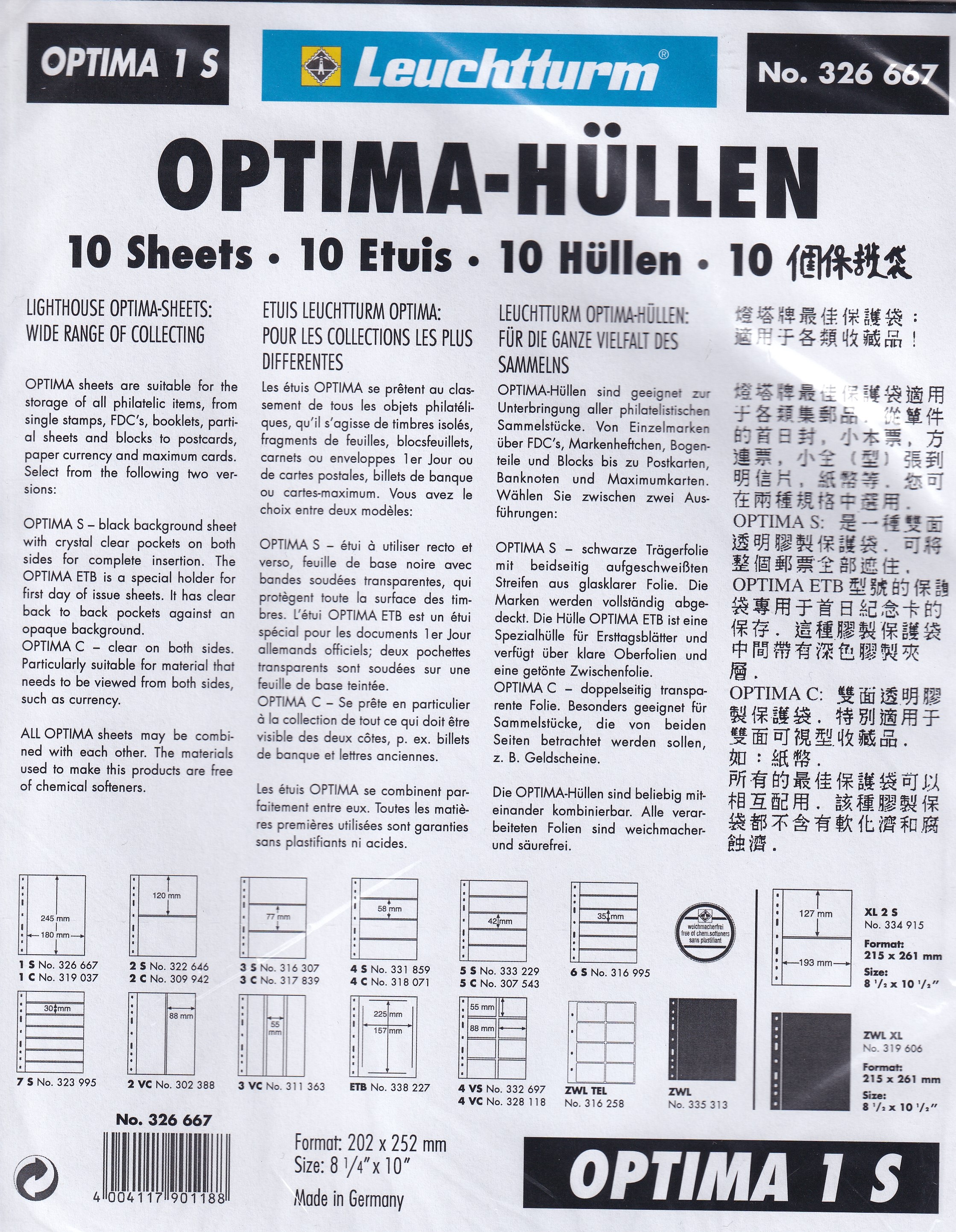 Leuchtturm Optima 1 S 10 Hüllen