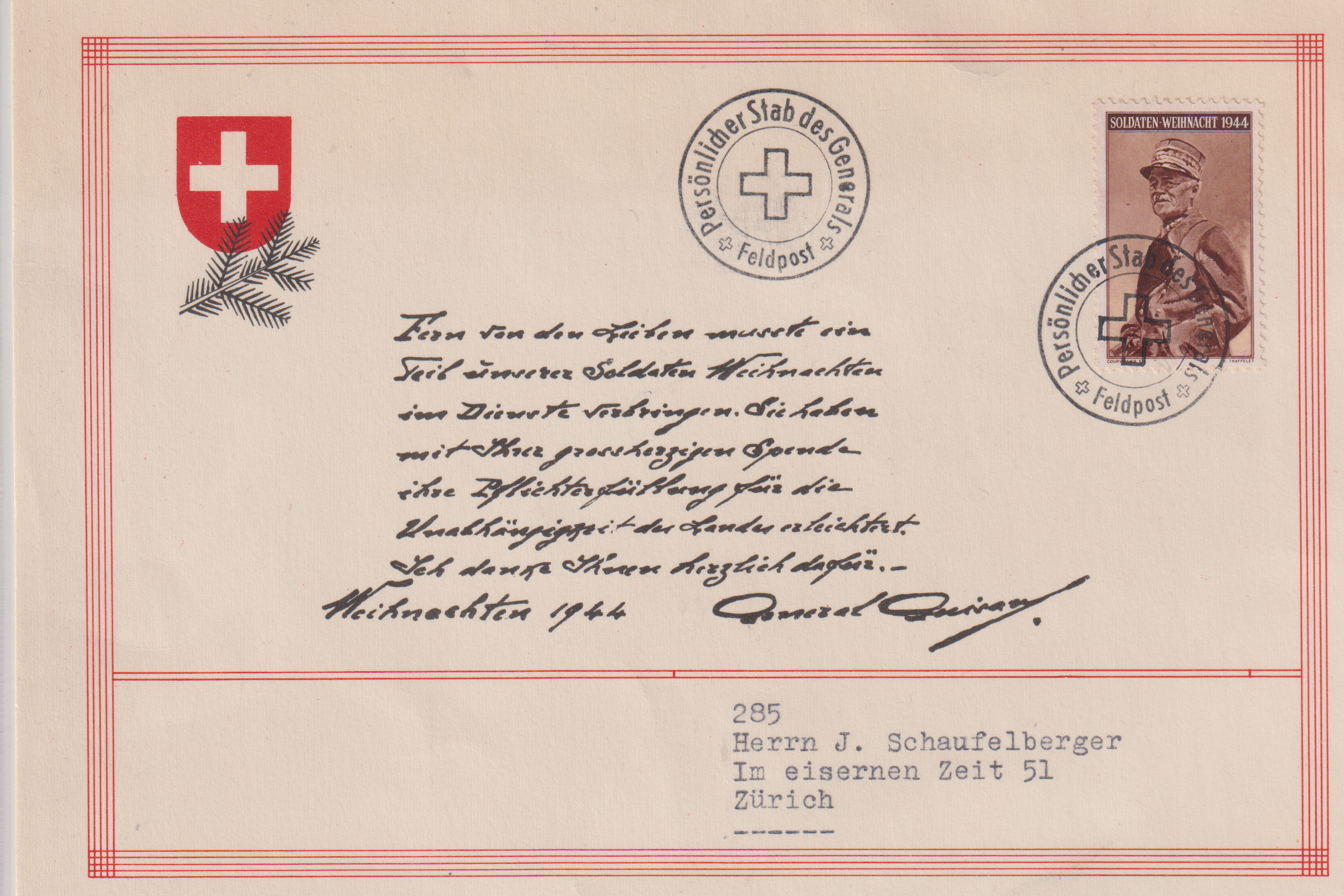 Soldatenmarken: Persönlicher Stab des General Guisan im 2 Weltkrieg