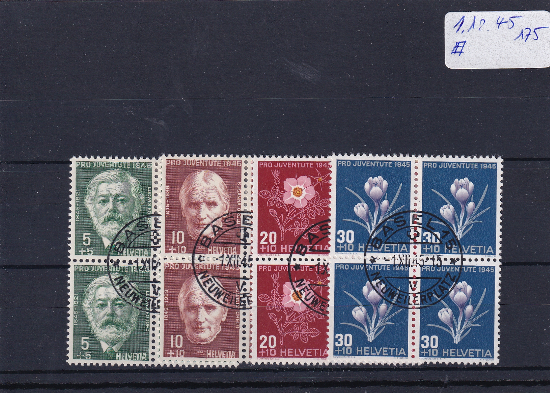 PJ 113 - 116 4er Block ET Stempel 1.12.1945