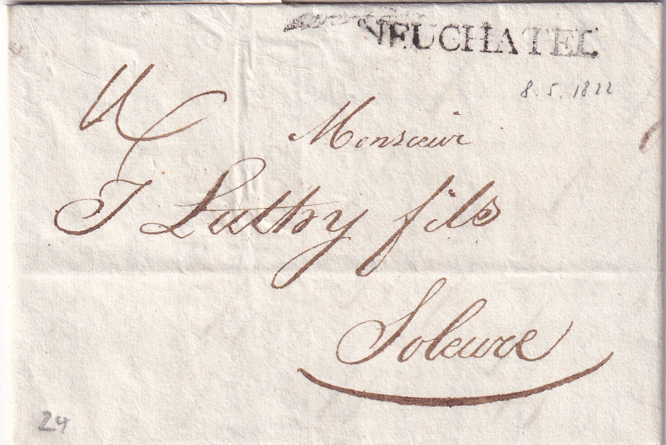 8.Mai 1822 Neuchatel - Solothurn WI Nr. 3068