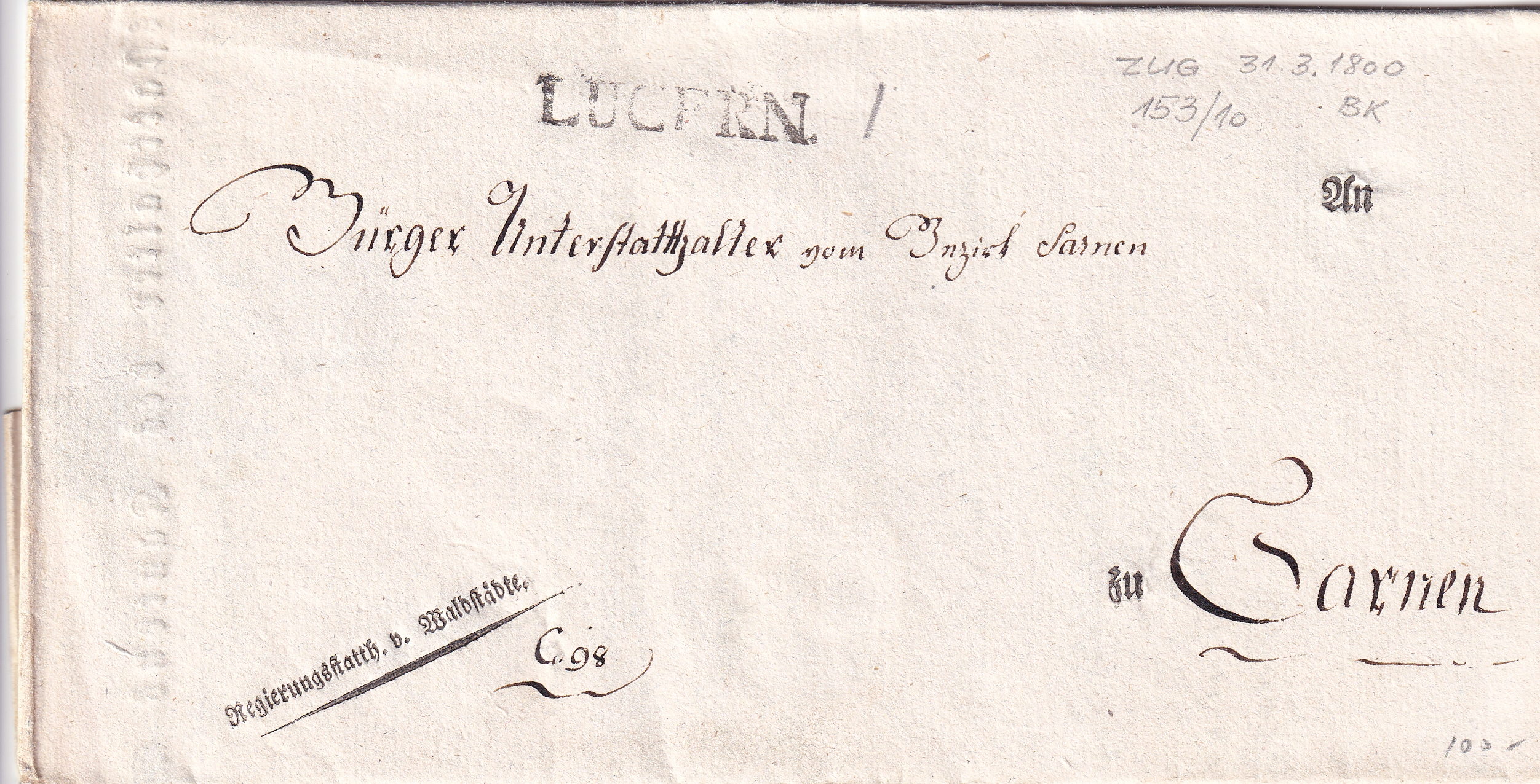 Helveticbrief vom 24.03.1800 Kanton Waldstätten