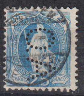 Perfin von O5 Otto Adler St. Gallen  auf Stehende Helvetia SBK Nr. 73 E