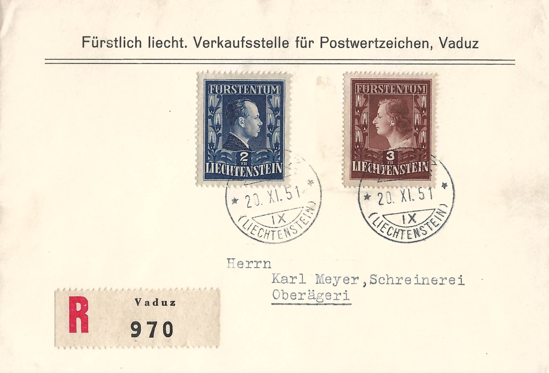 Liechtenstein Nr. 248 + 249 auf FDC