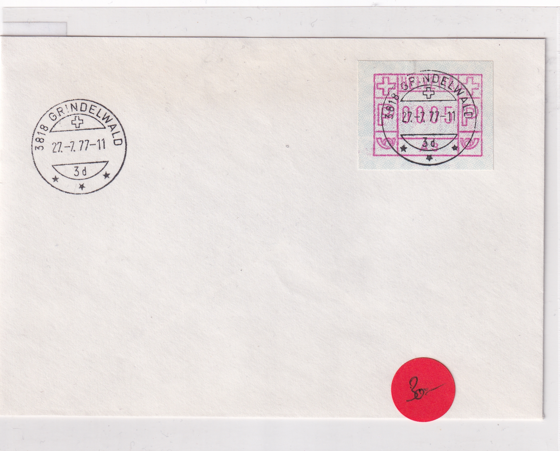 1977 A3 Grindelwald auf Brief