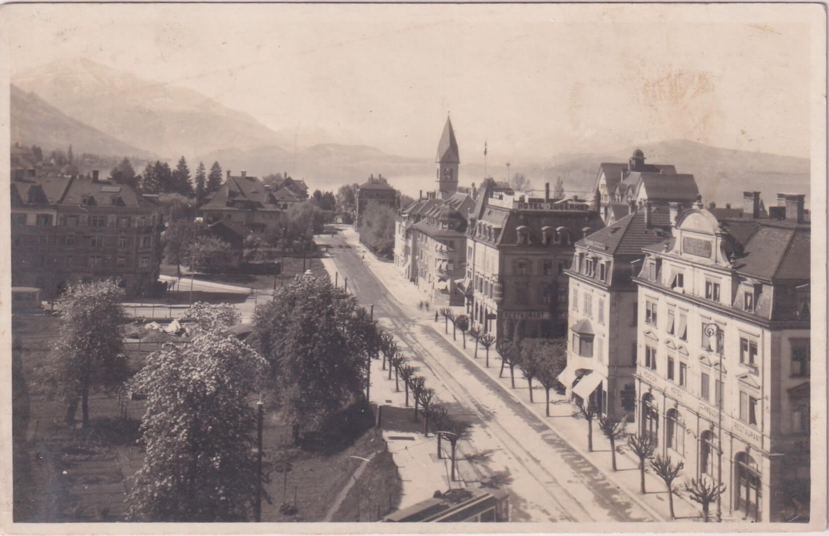 20.7.1924 Zug Alpenstrasse mit Tram