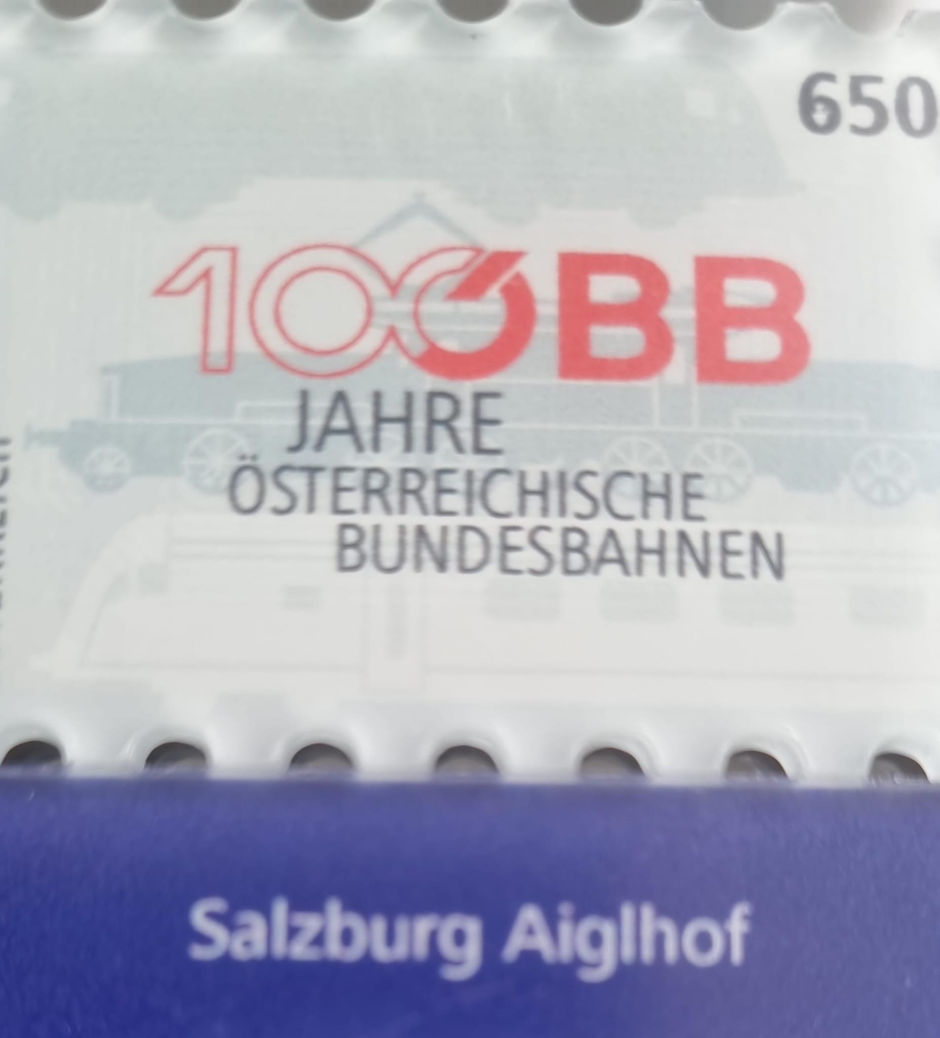 Salzburg  Aiglhof AT 100 Jahre Bundesbahnen Wert zu 6.50 Euro