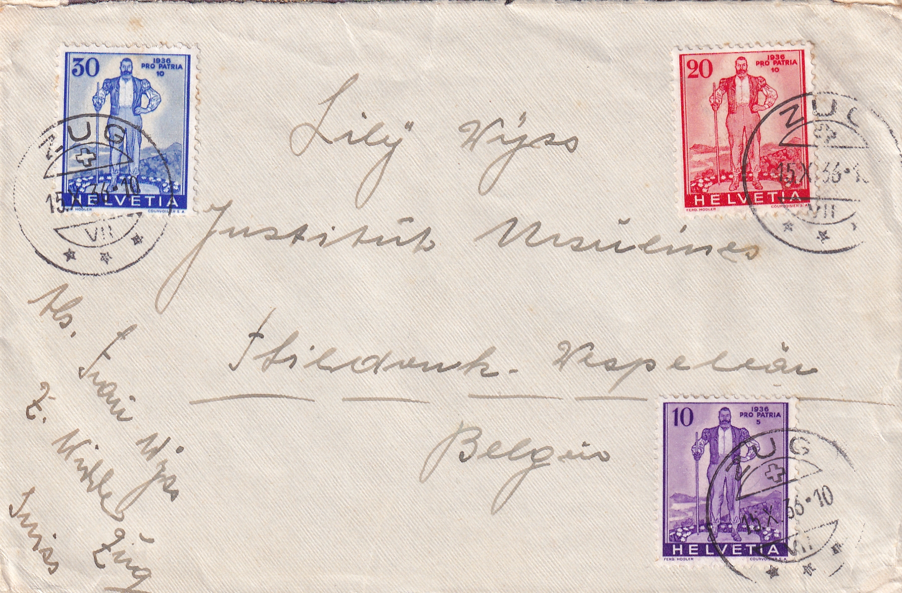 W 2 - 4 auf Brief Zug 16.10.1936