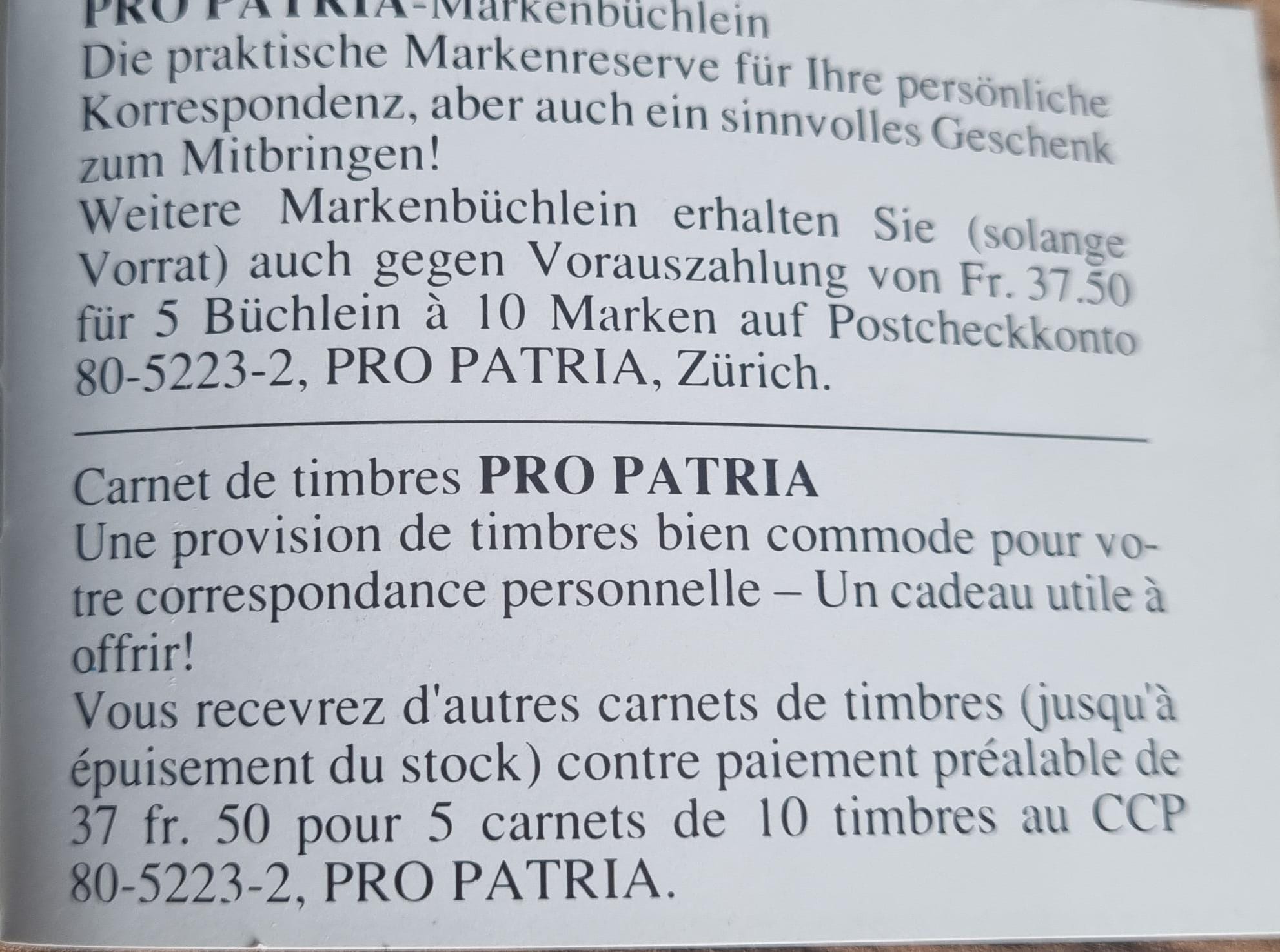 Pro Patria Markenheft 1989 Ia  Erstag Stempel