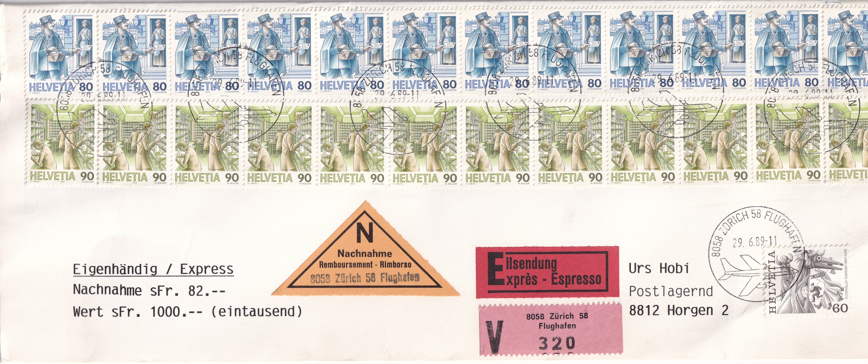 741 und 742 Rollen auf Wert Brief 29.06.1989