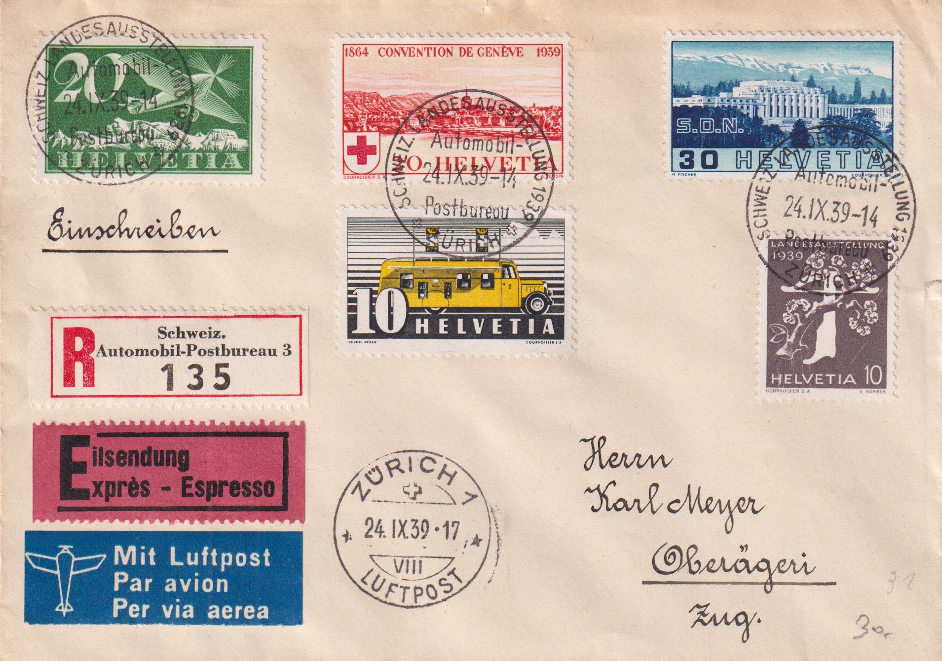 Zürich Automobilpost - Oberägeri - Zug