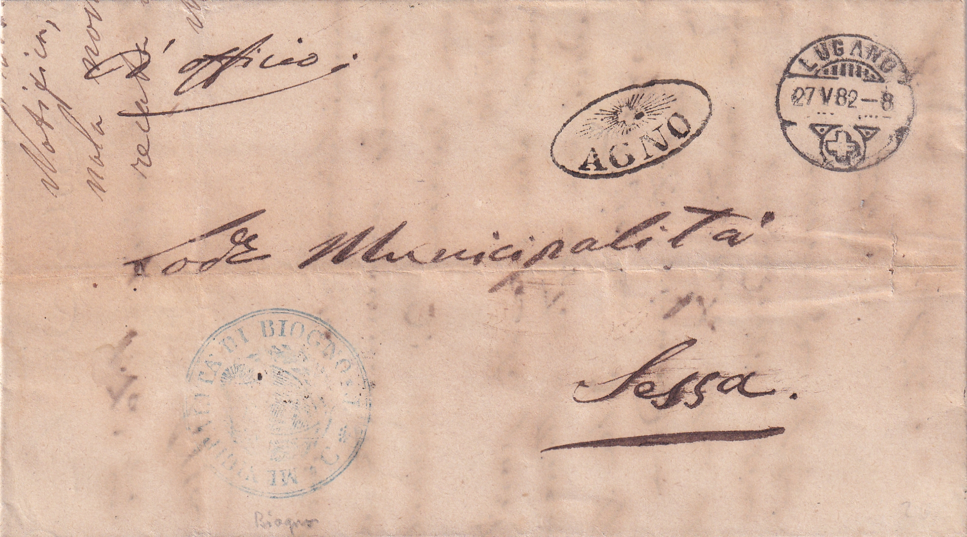 27.05.1882 Agno Strahlenstempel Brief