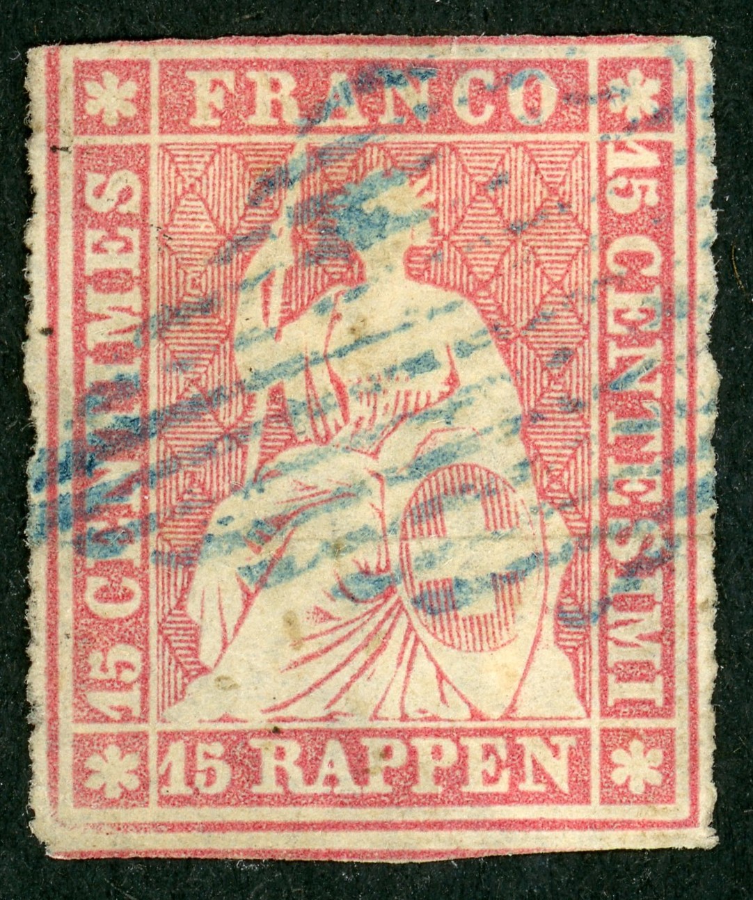 Strubel 24A (SH 24A3.c), gestempelt, eidg. Raute