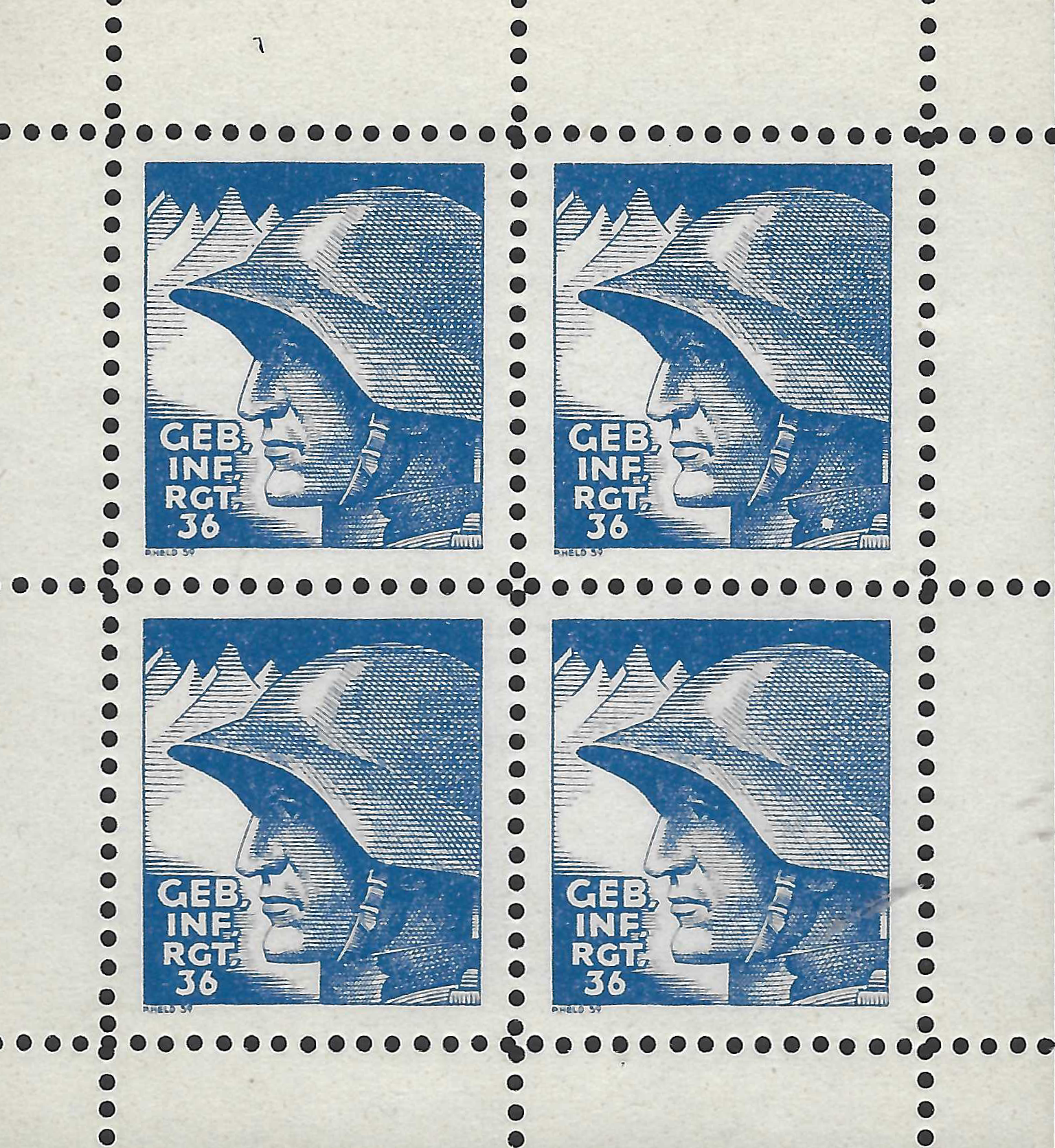 Soldatenmarken: Gebirgsinfanterie RGT. 36 4er Block postfrisch