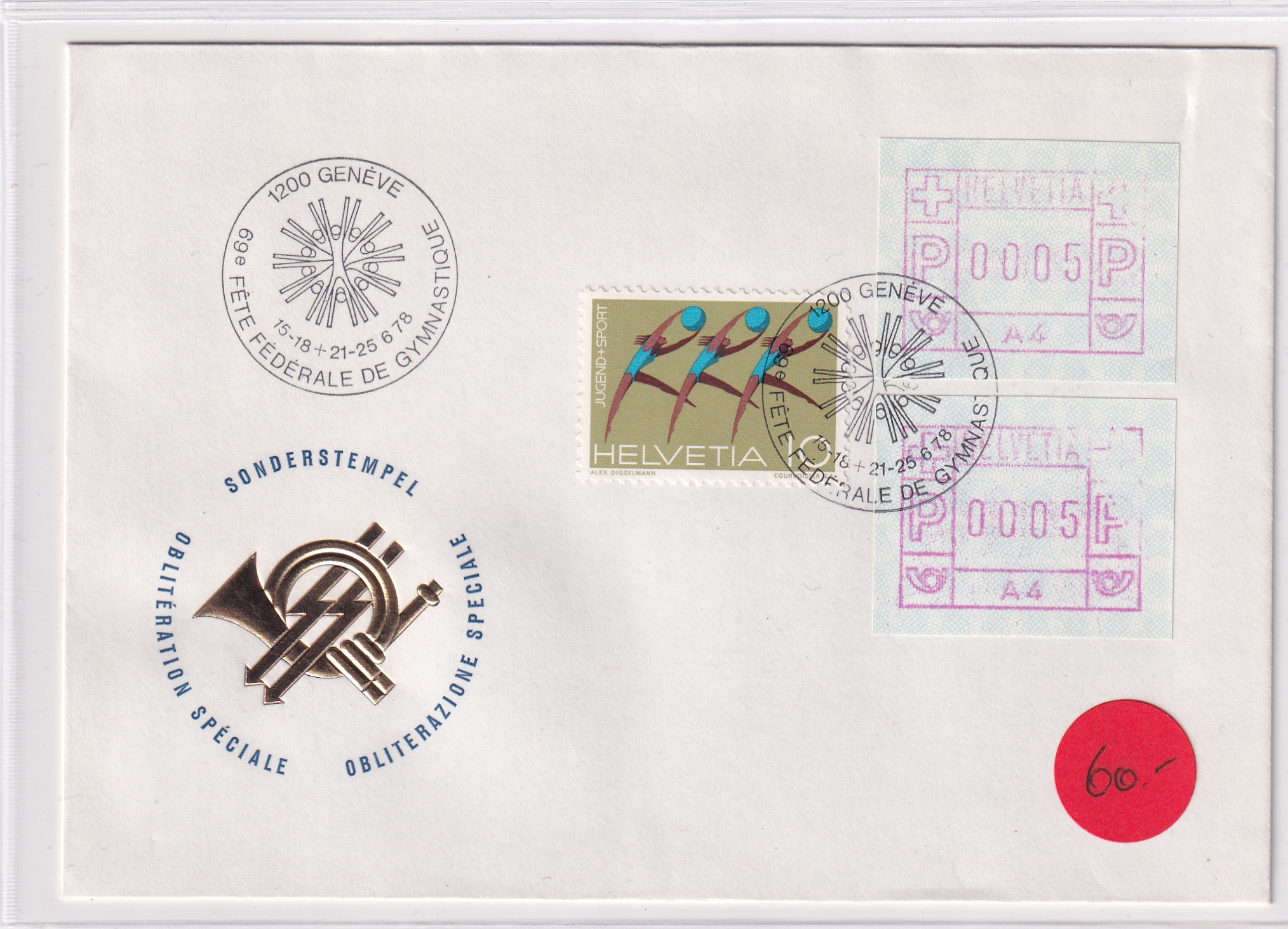 1978 A4 in Genf abgestempelt auf Brief