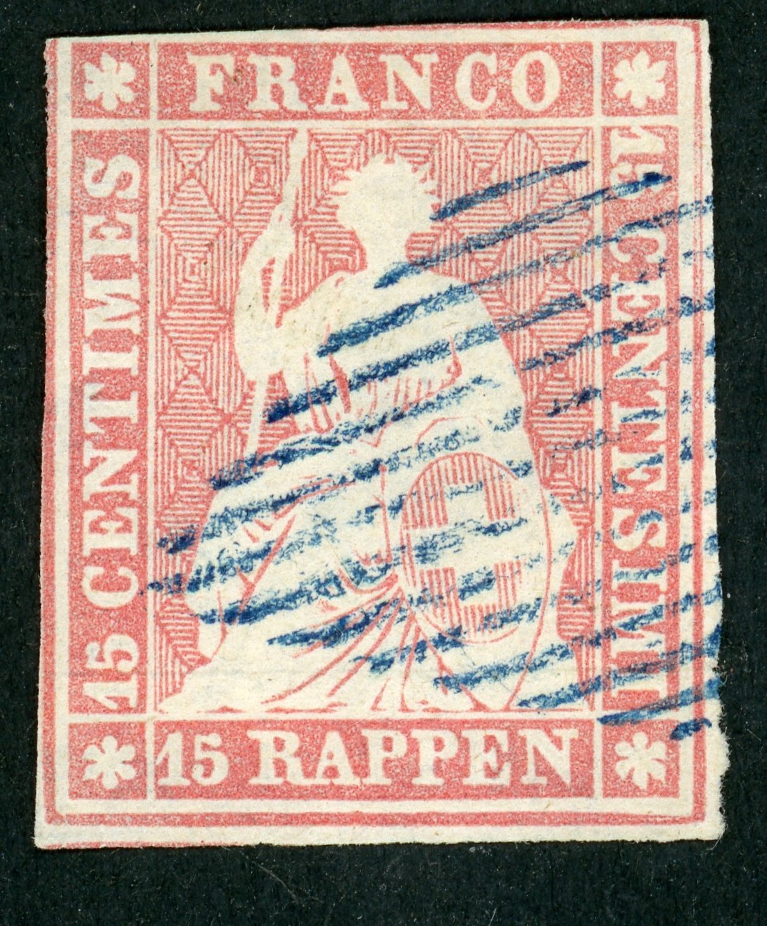 Strubel 24A (SH 24A3.d), gestempelt, eidg.,mit Attest