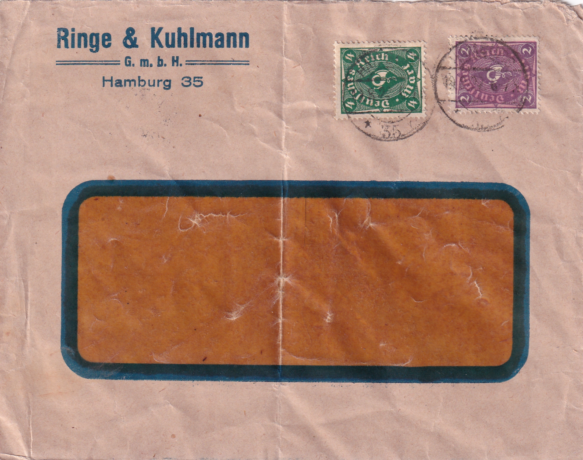 21.08.1922 Hamburg - Zürich Ringe+Kuhlmann
