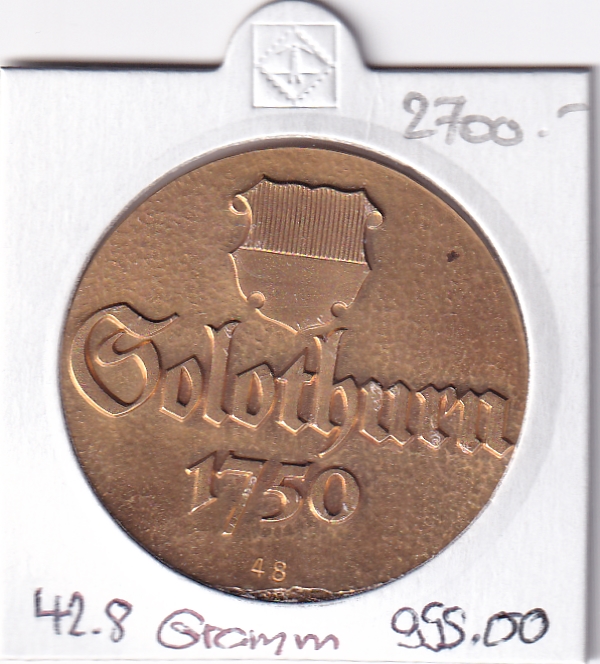 Goldmünze Solothurn 200 Jahr Feier