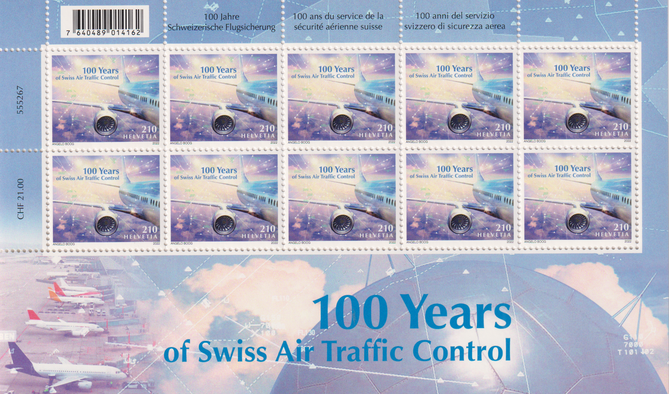 2022 100 Jahre Schweizerische Flugsicherung Kleinbogen Postfrisch