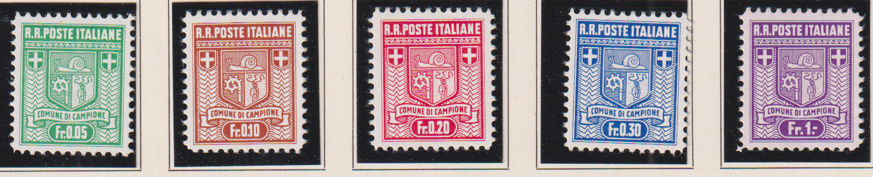 Campione d Italia 1944  1A - 5 A Postfrisch mit Falz