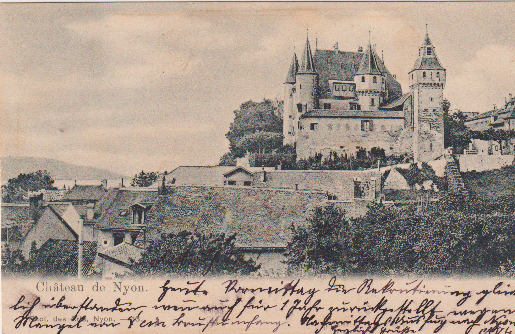 UPU 77 B auf Ansichtskarte von Nyon VD