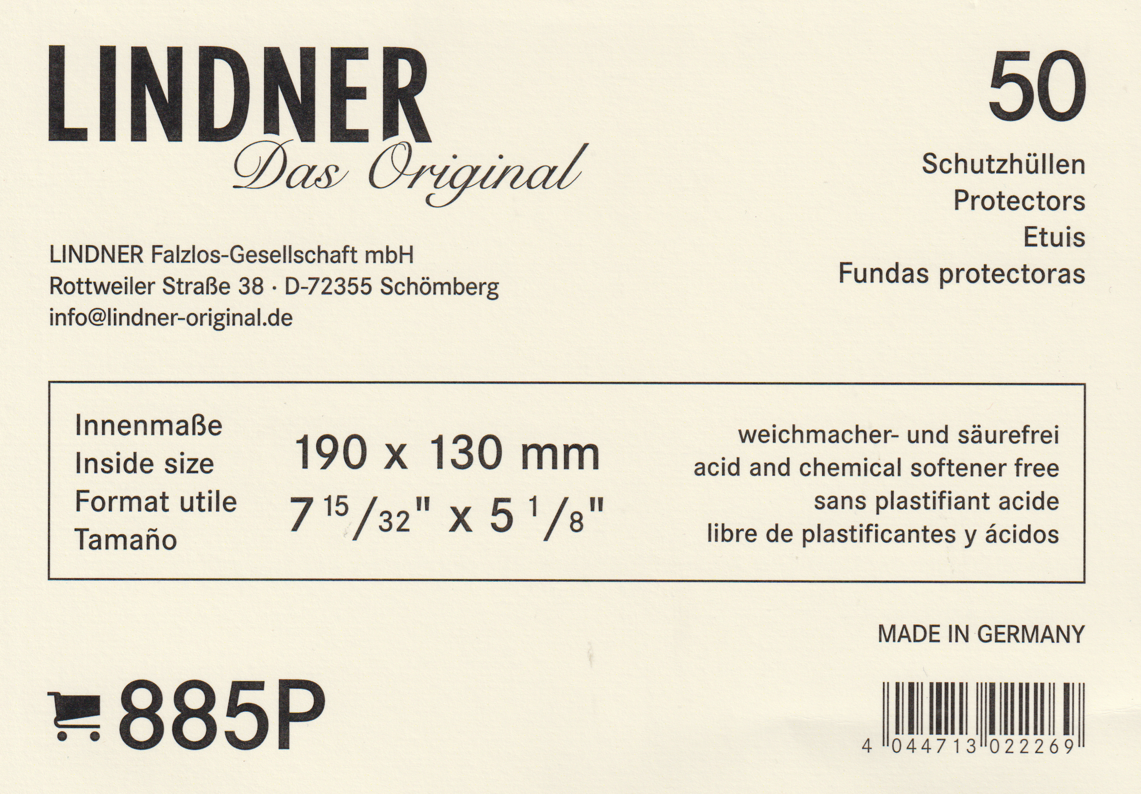 Lindner Hüllen 190x130mm 50 Stück