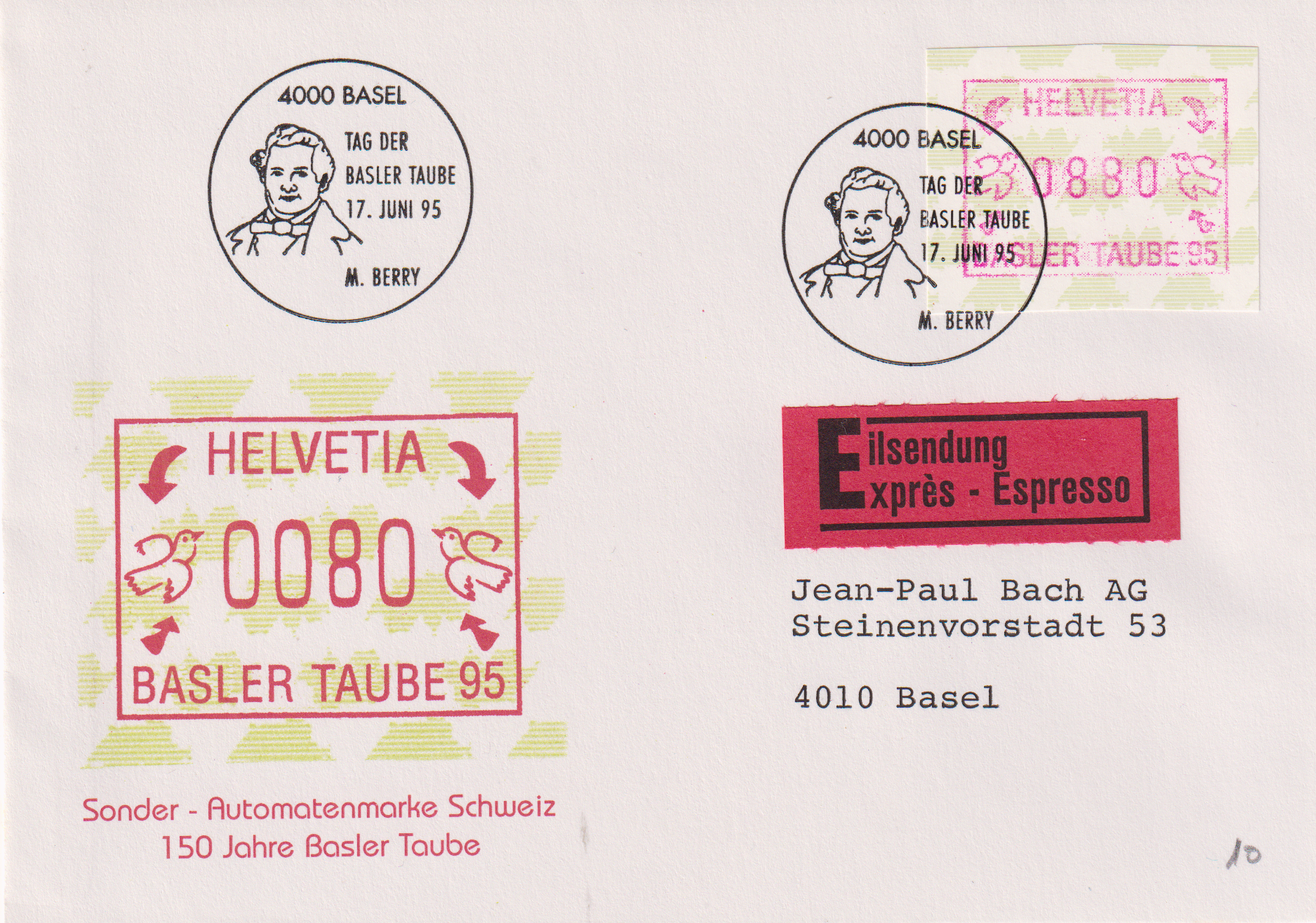 150 Jahre Balser Taube Express Brief
