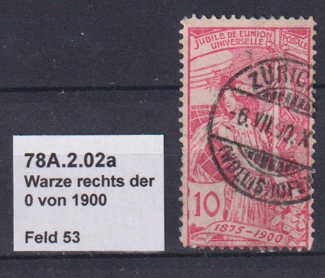 UPU 78A.2.02a Abart Stempel Zürich Wollishofen
