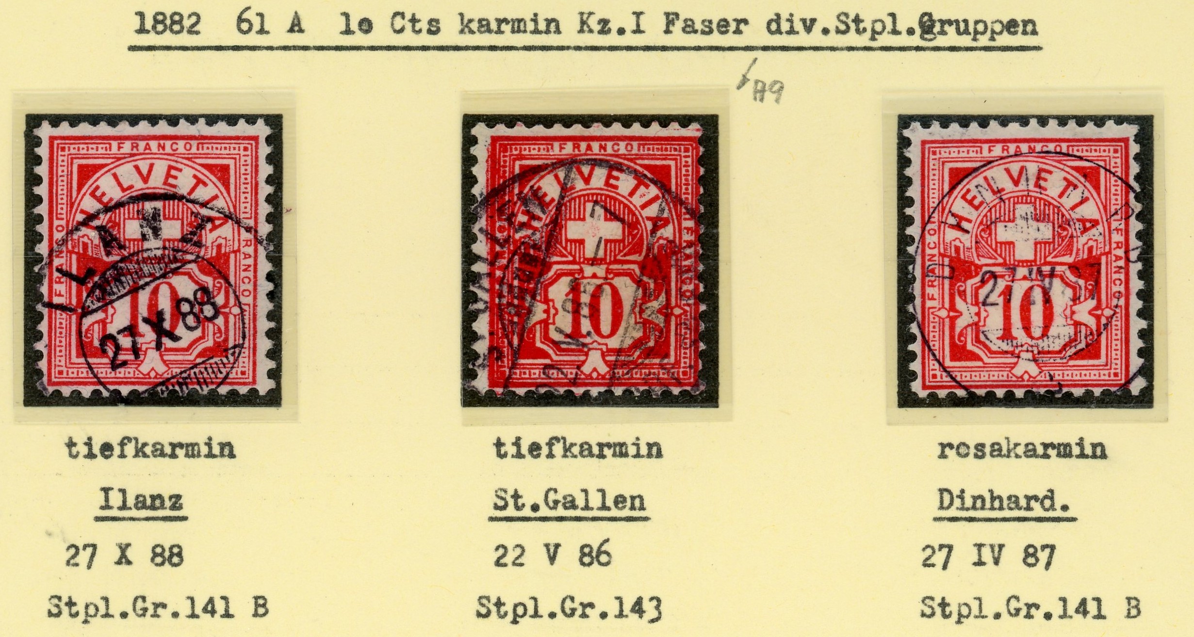 Zifferbriefmarken  SBK   61A  Gestempelt Farbtöne