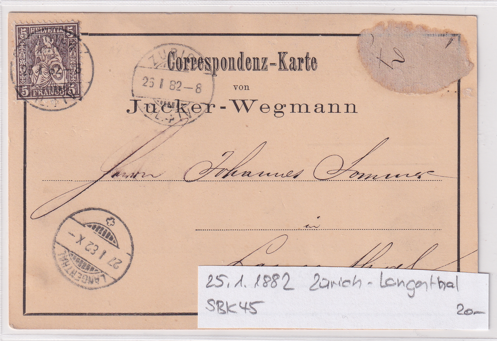 SBK Nr. 45 Zürich - Langenthal